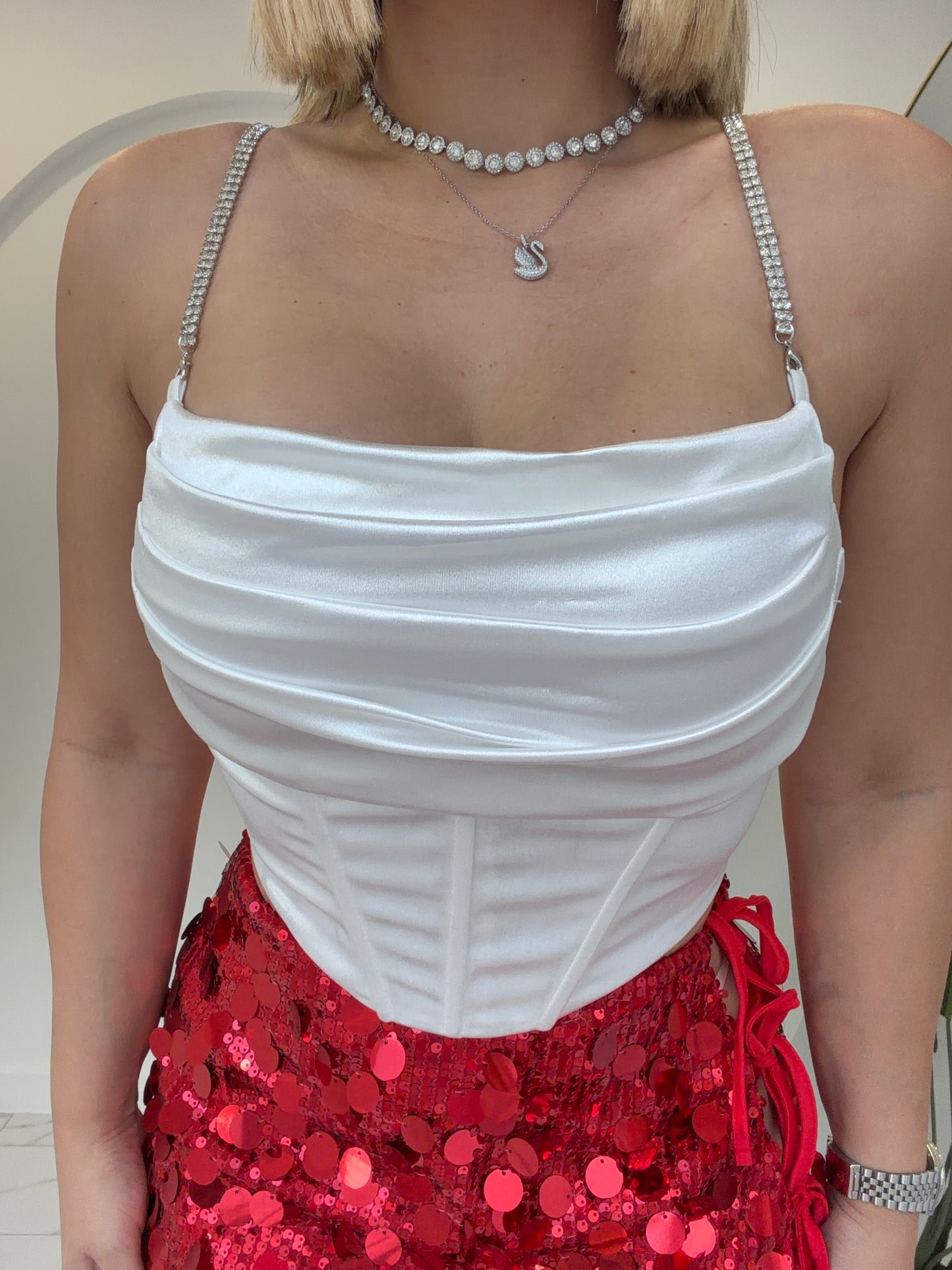 Satin Corset Rhinestone