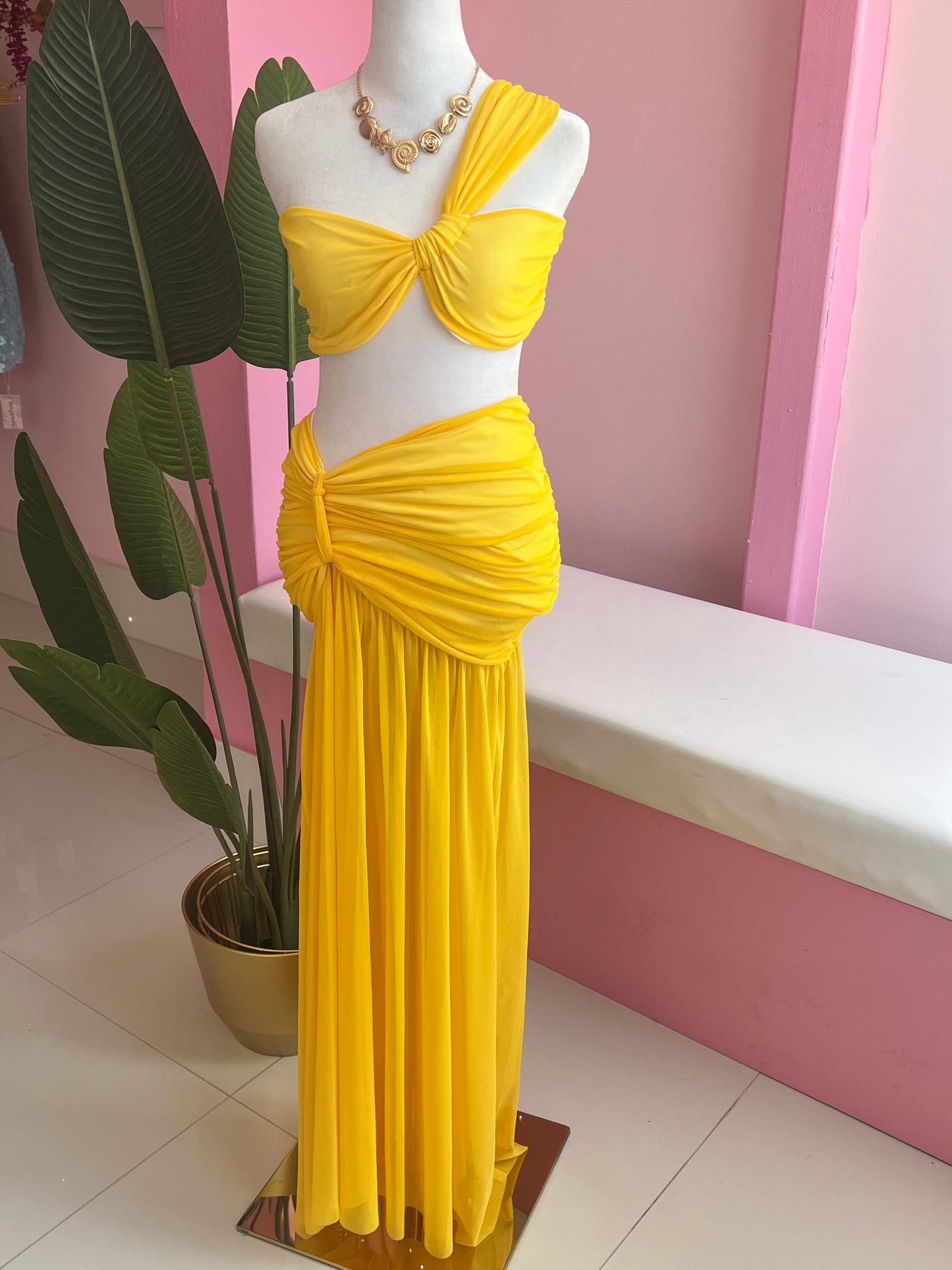 Yellow Mesh Maxi set