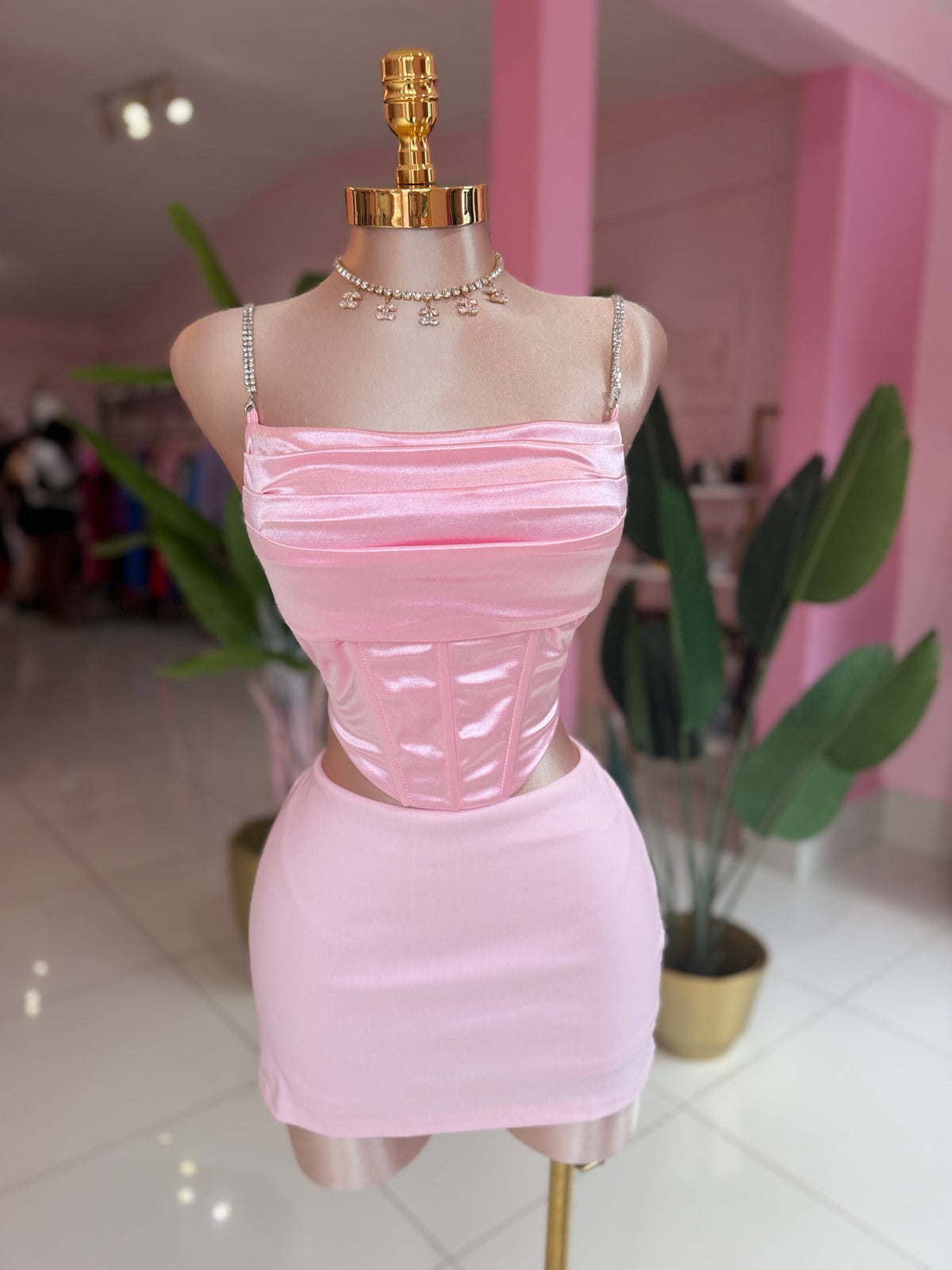 Satin Corset Rhinestone