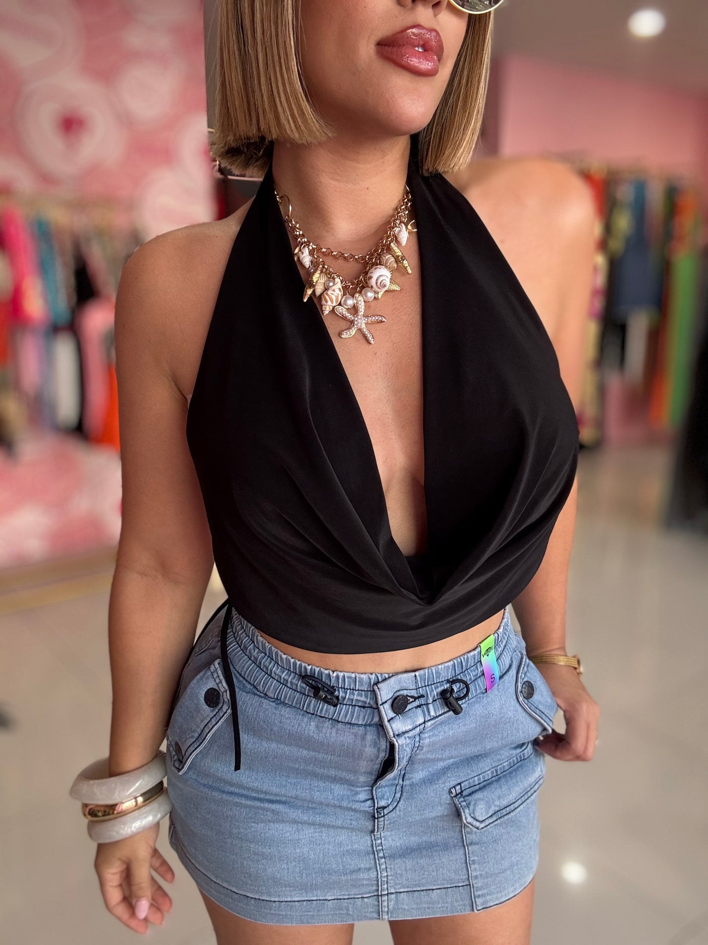Halter escote top