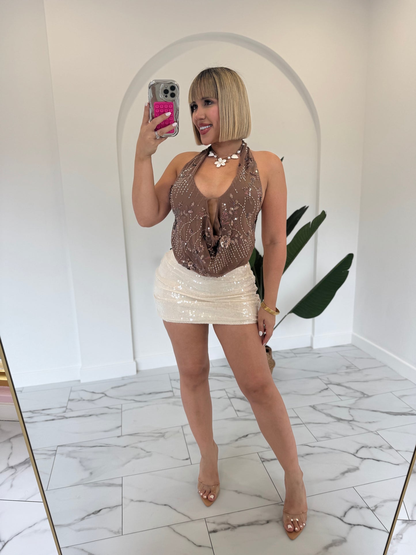 Mini sequins crema