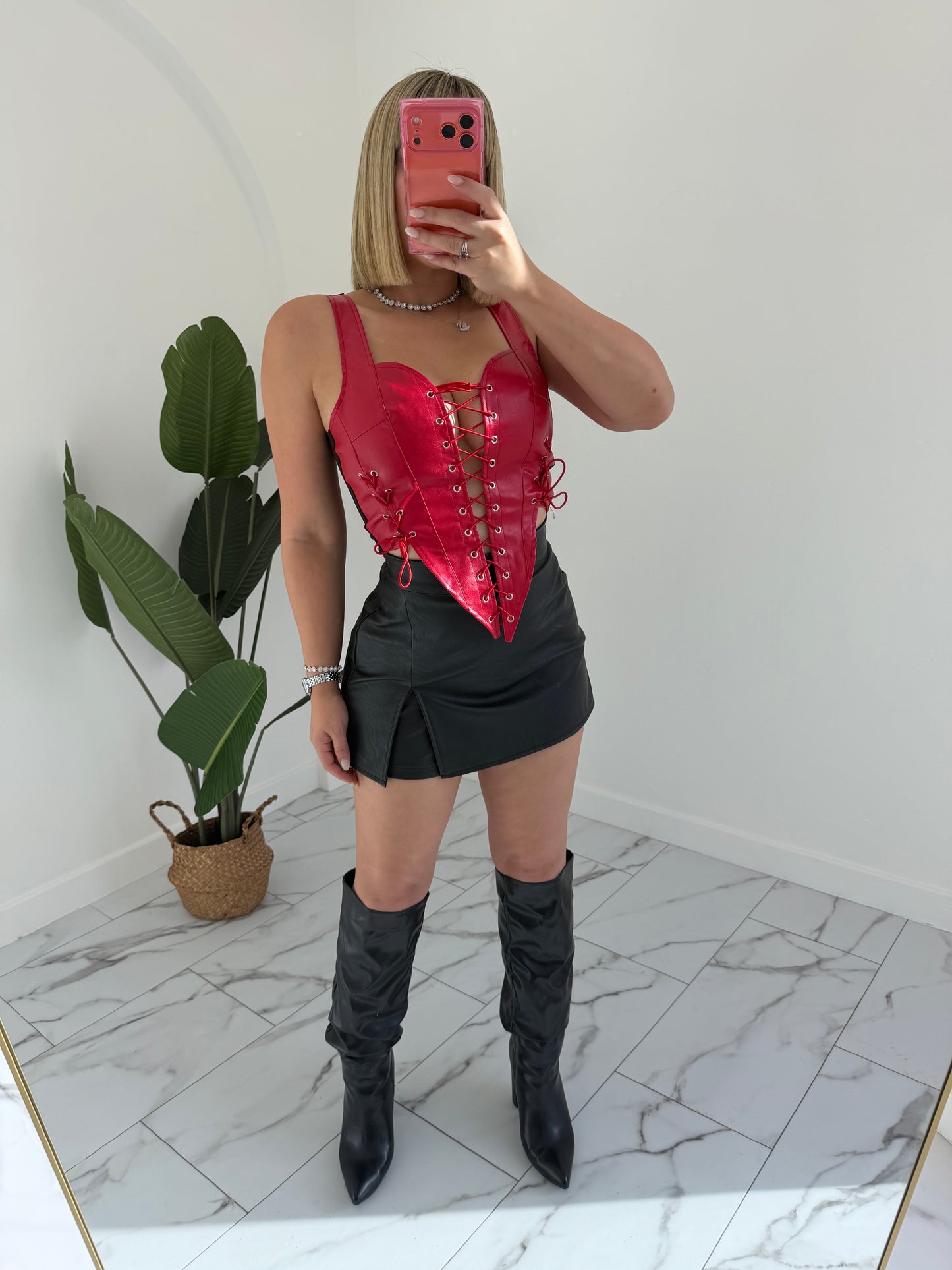 Corset leather red