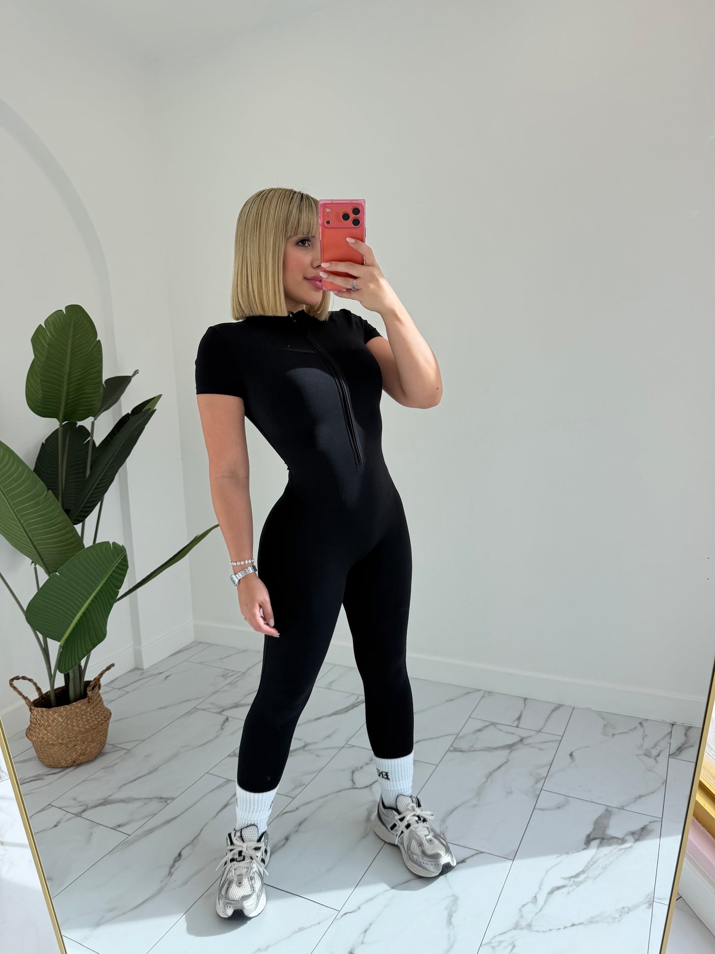 Jumpsuit Tshirt Style Zipper (Spandex) sport