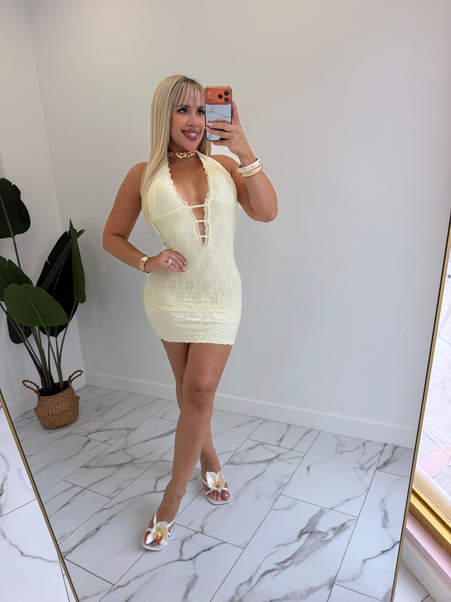 Lace halter dress