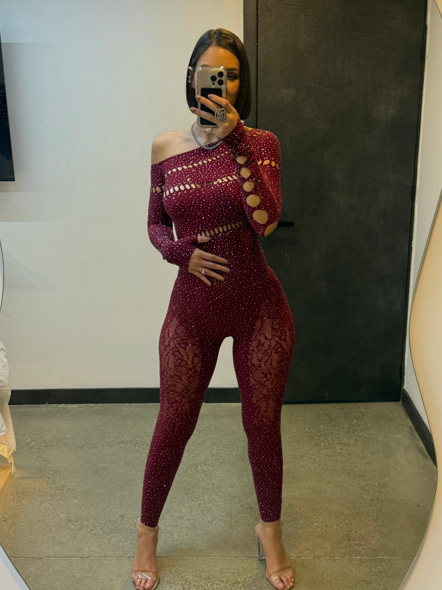 OS Rhinestone Jumpsuit