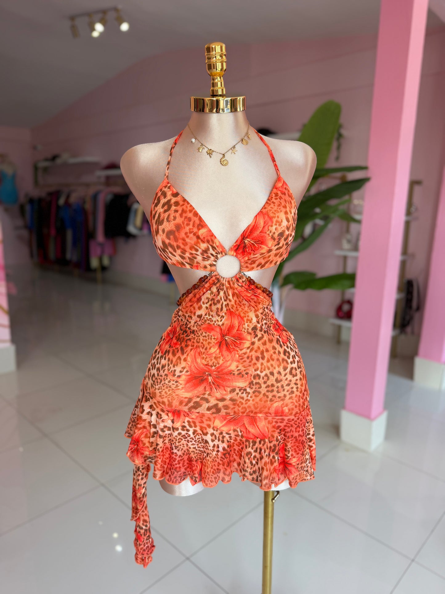 Orange floral dress