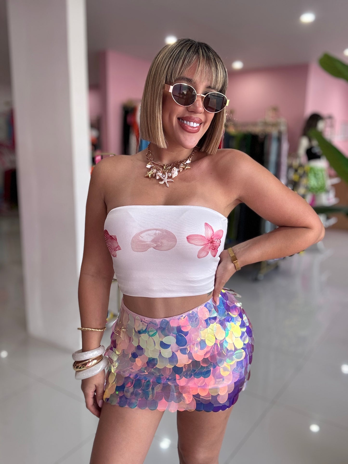 Caracoles strapless top