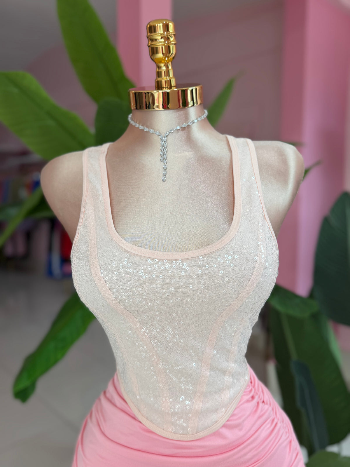 Sequins zipper top