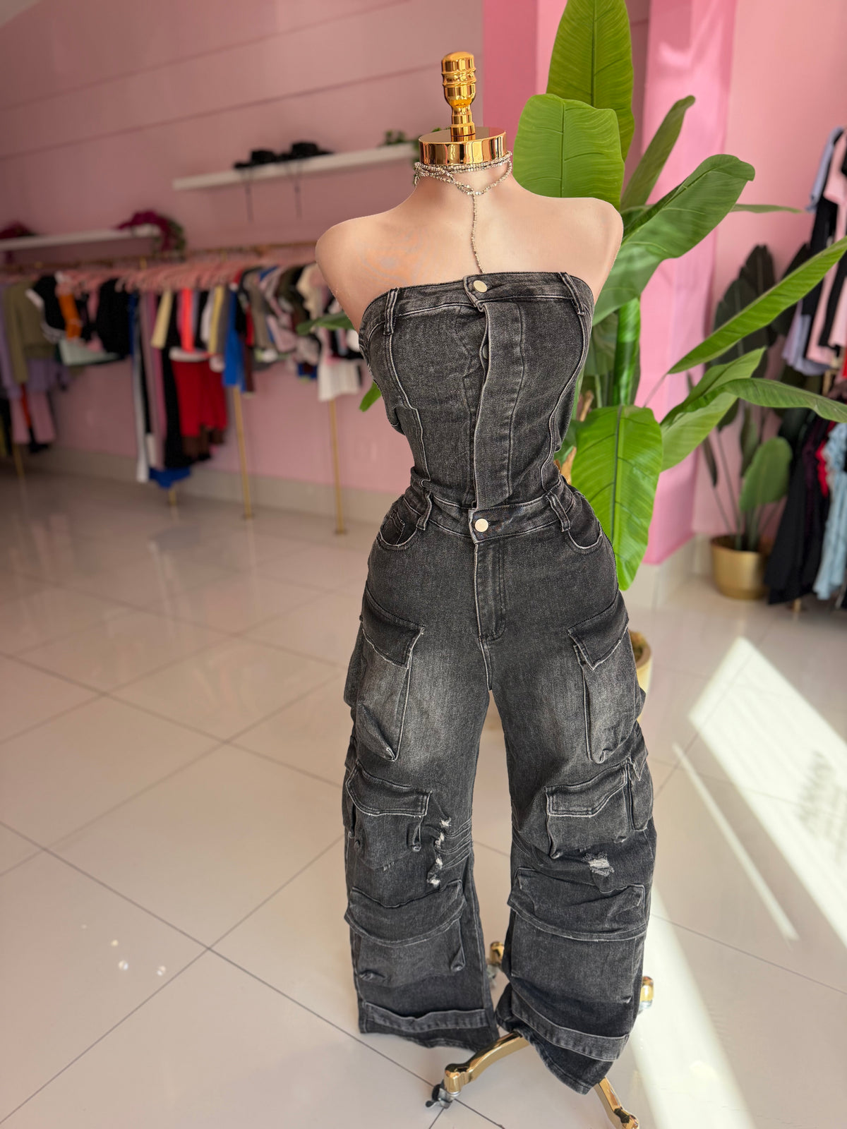 Cargo Denim Jumpsuit