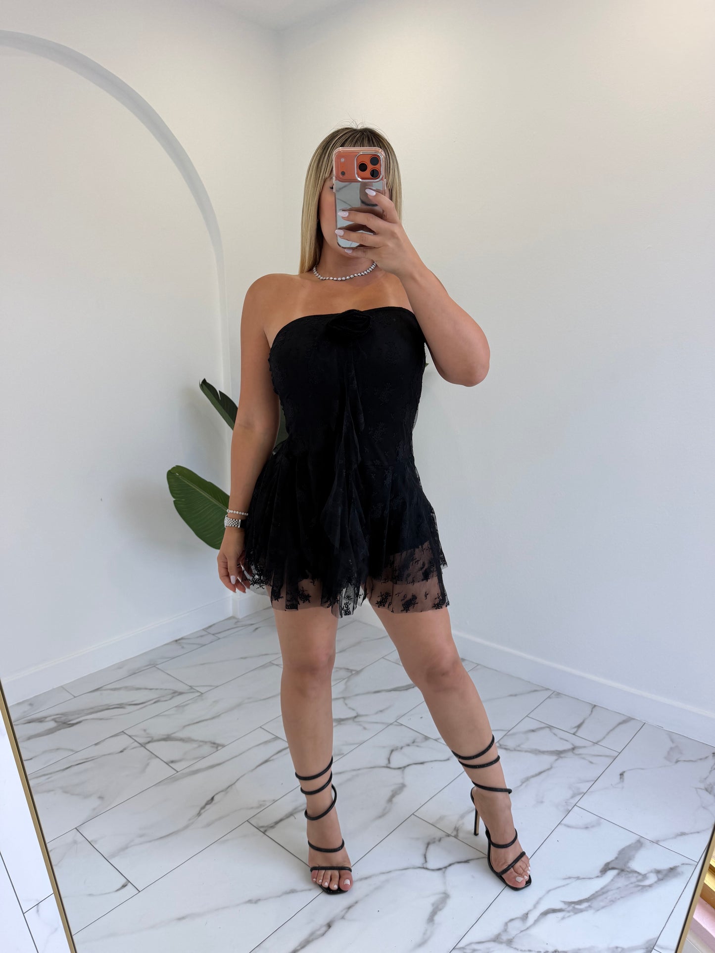 Strapless encaje Dress