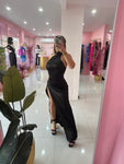 Satin Turtle neck Long dress