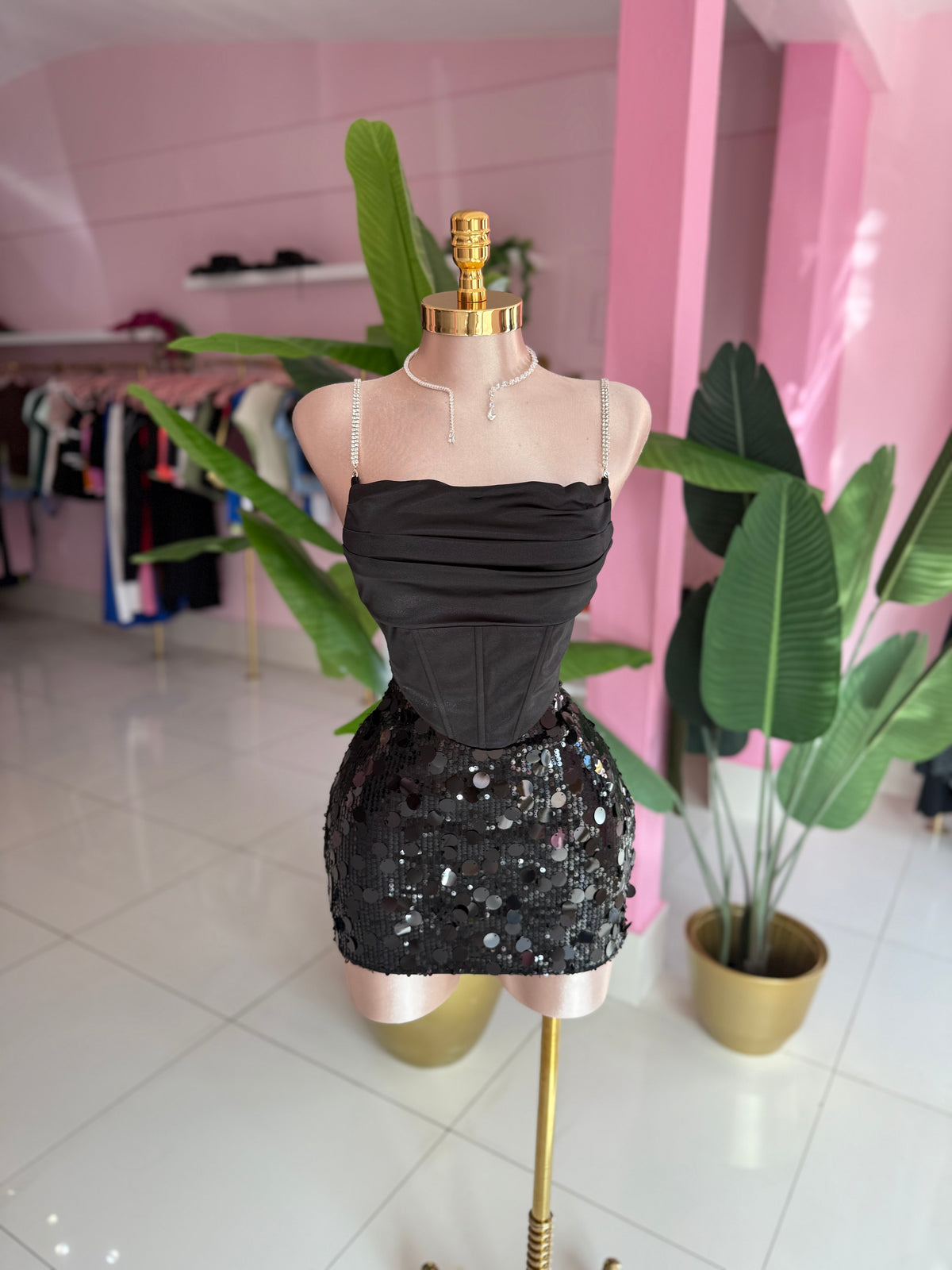 Satin Corset Rhinestone