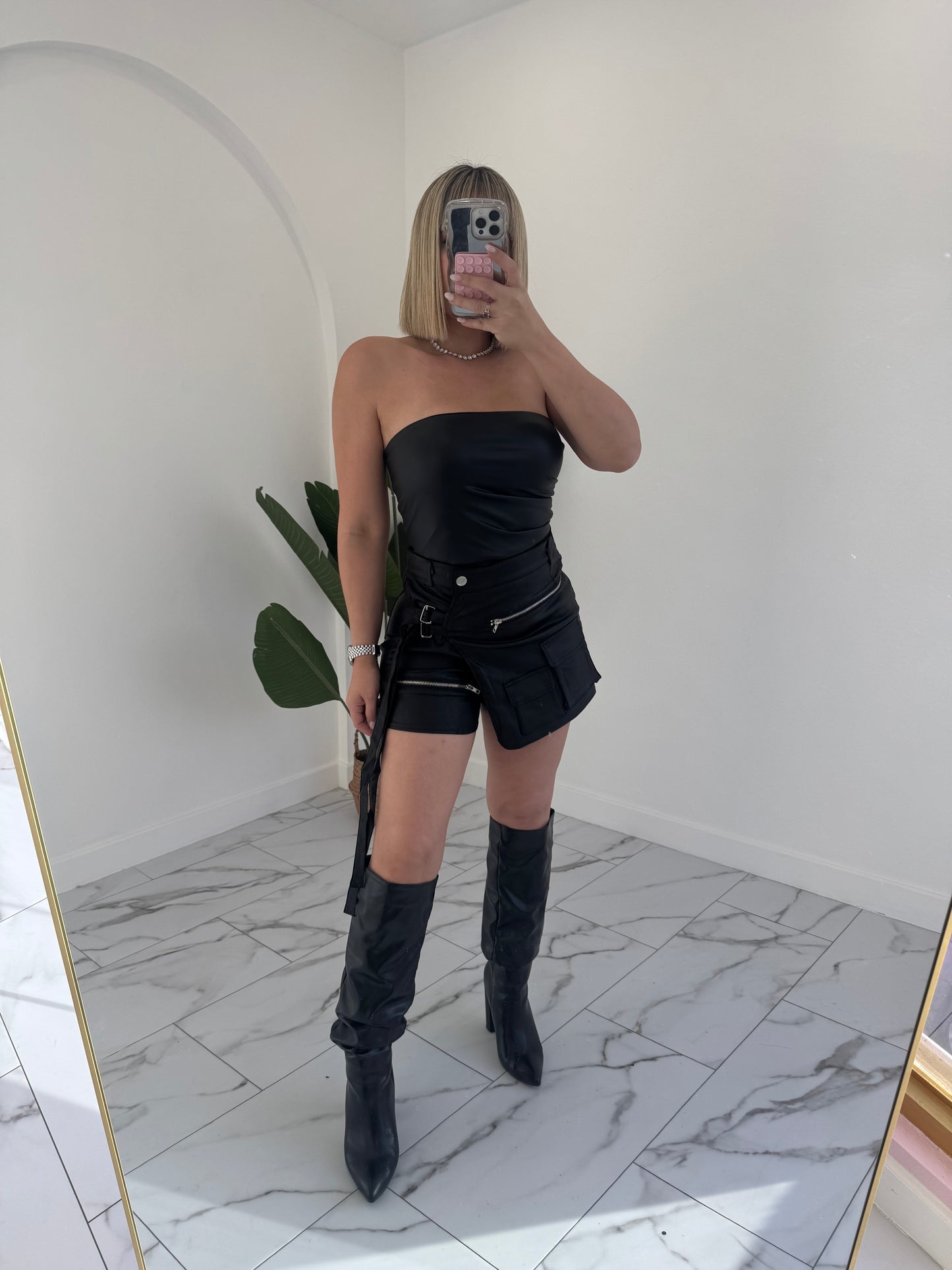 Strapless Leather top