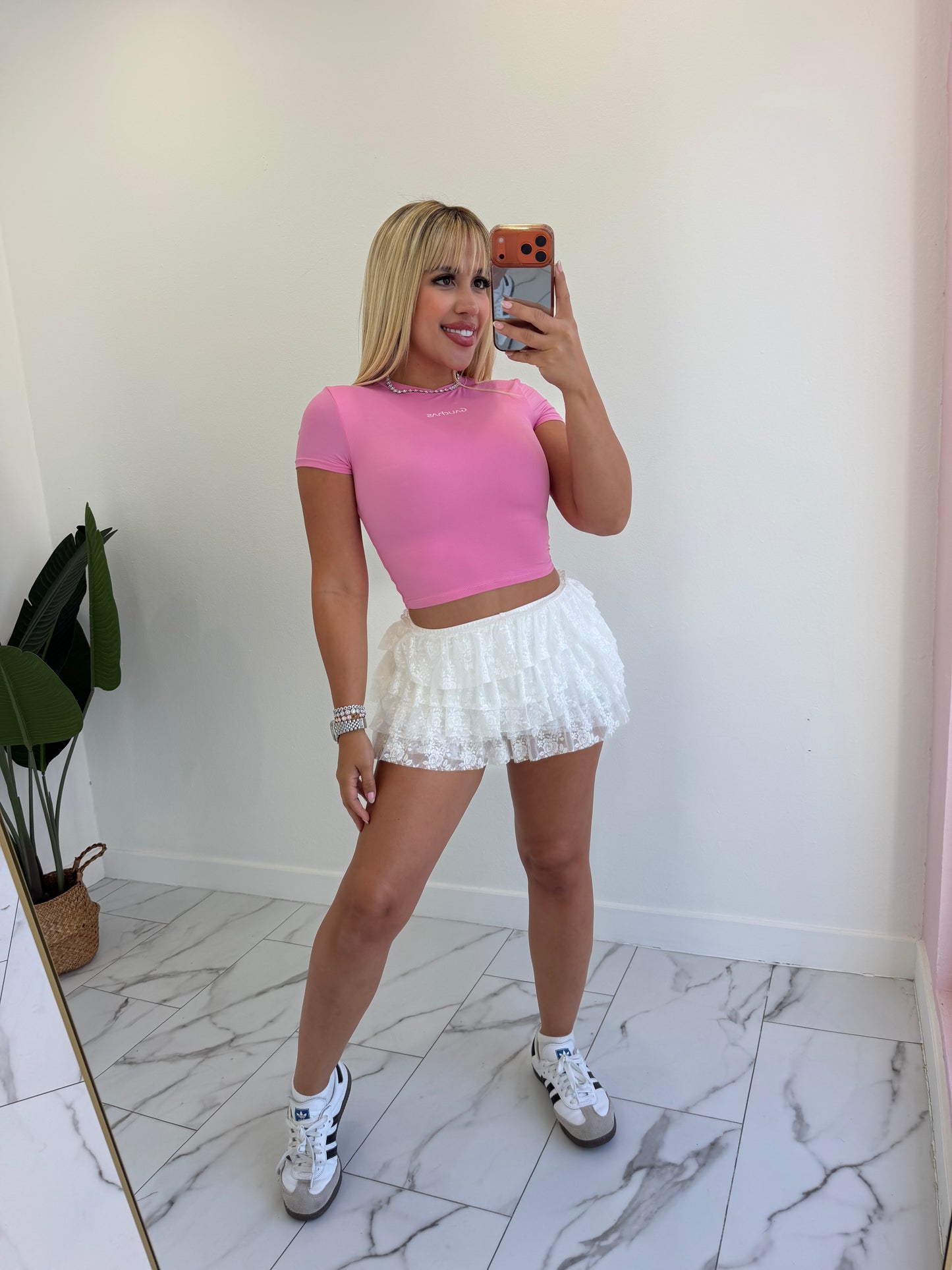 White coquette skort