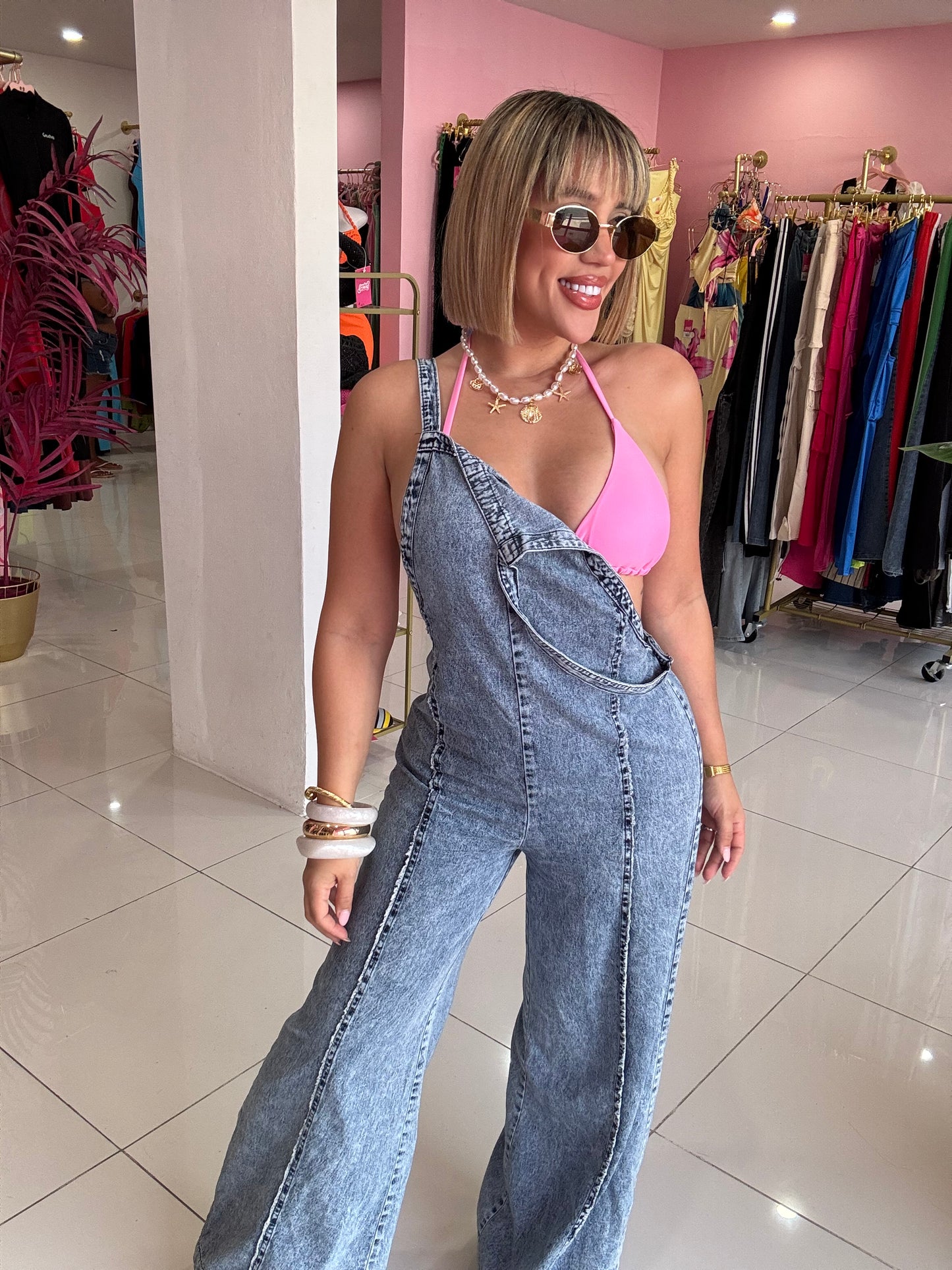 Denim mameluco