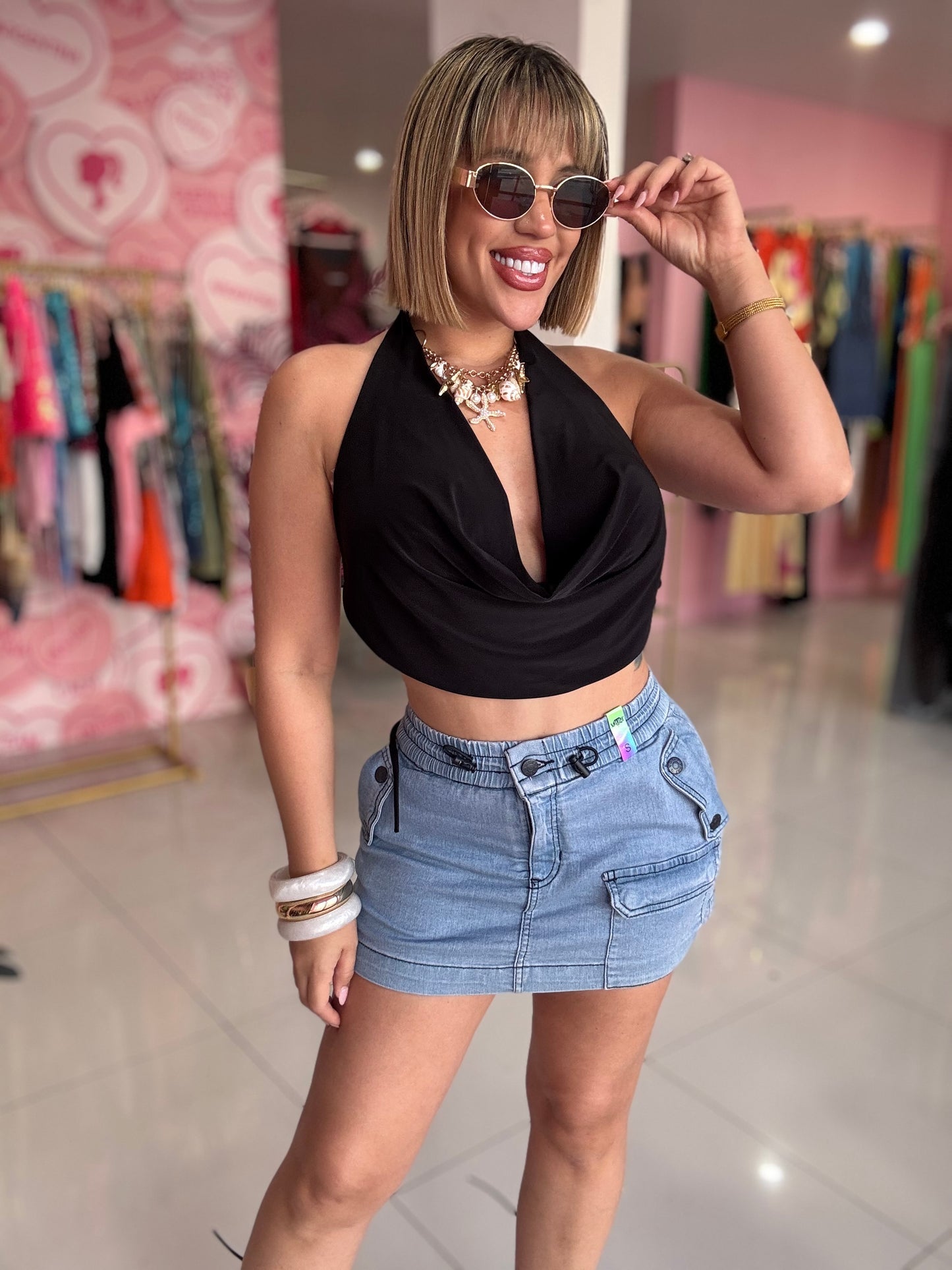 Halter escote top