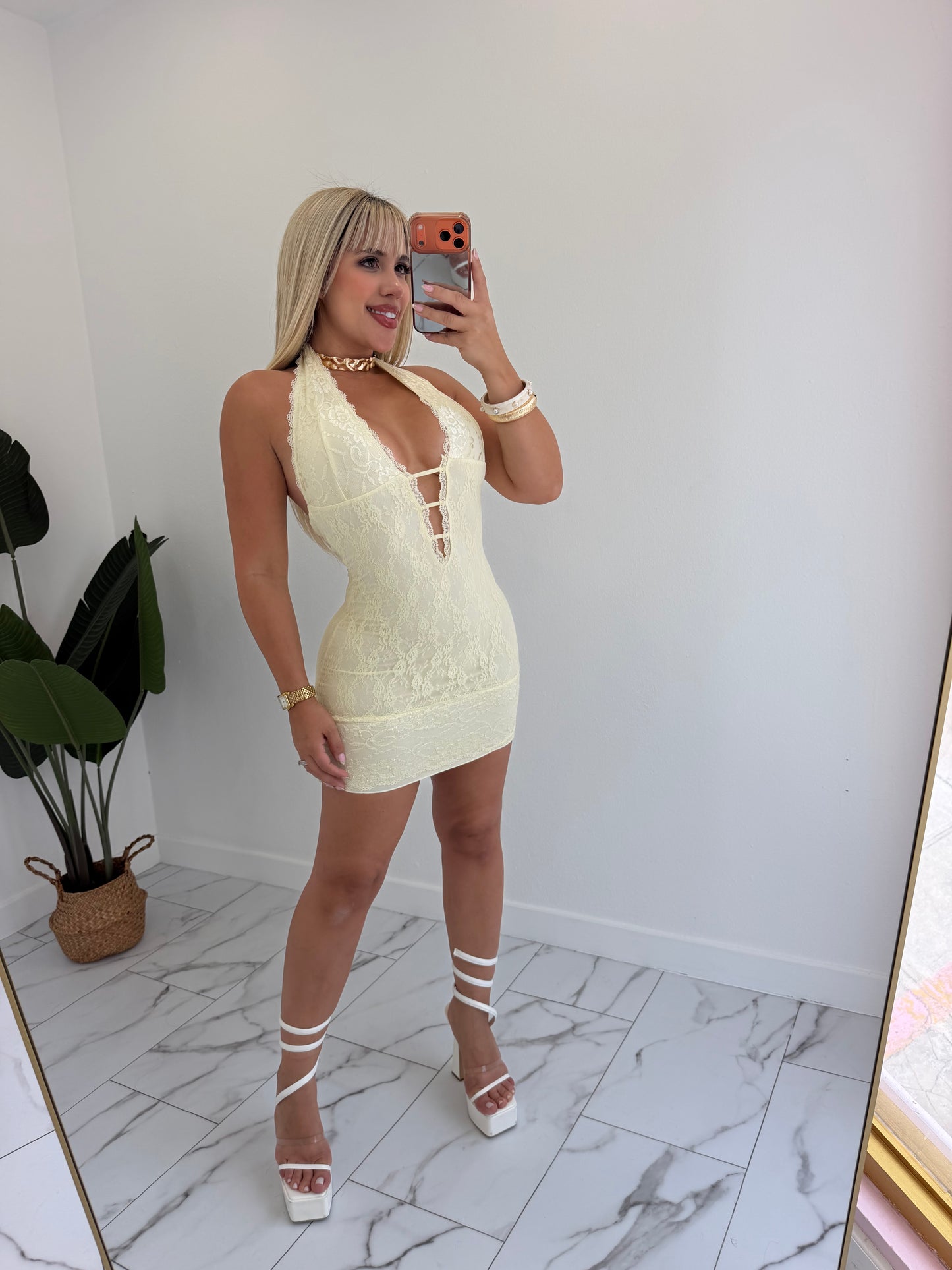 Lace halter dress