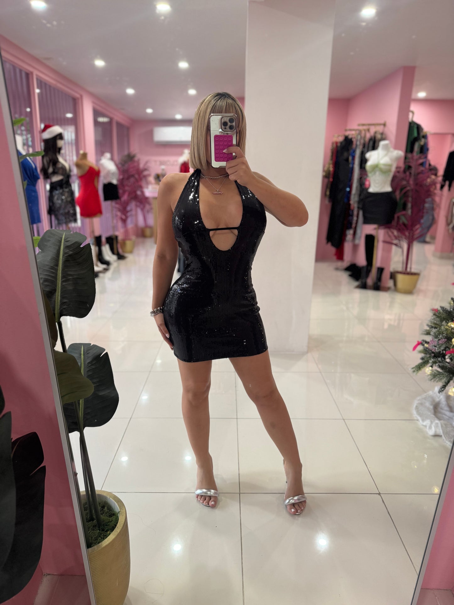 Sequins Black Dress