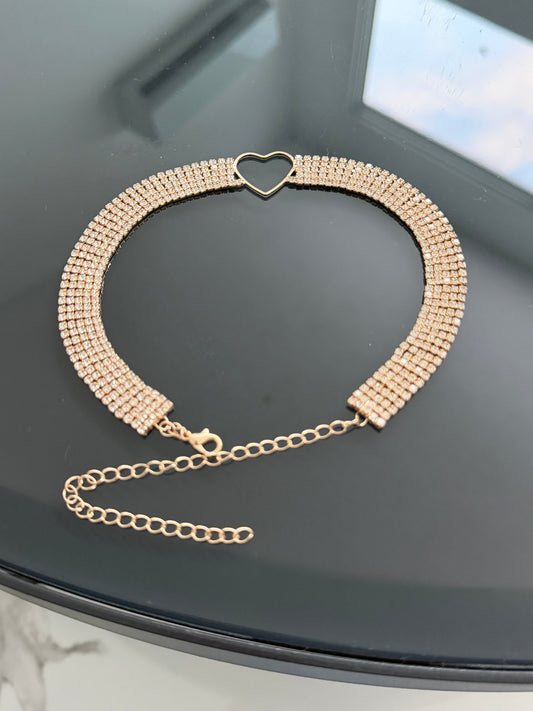 Choker rhinestone corazón