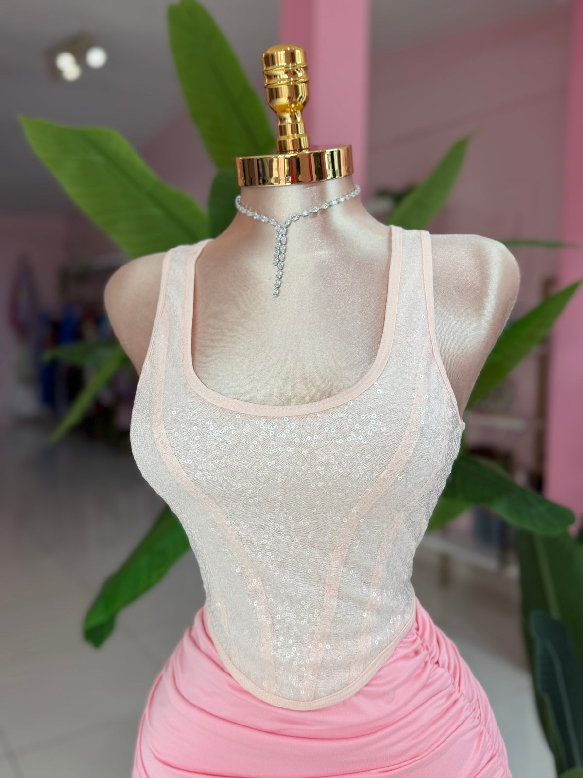 Sequins zipper top