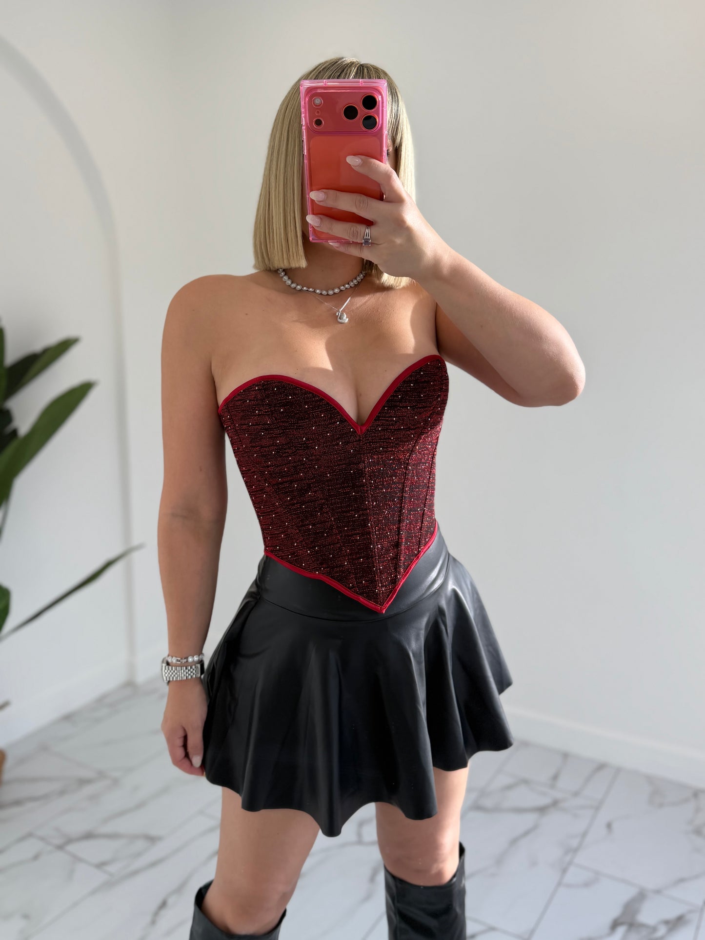 Campana leather skort