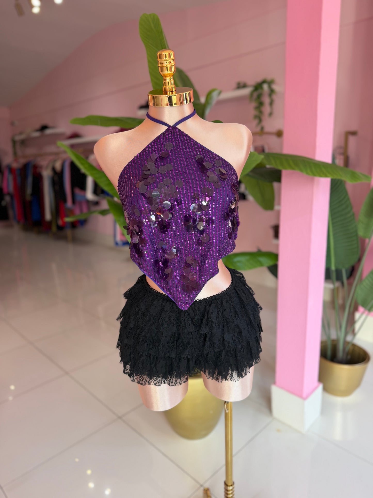 Diamante sequins top