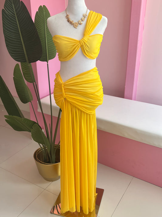 Yellow Mesh Maxi set
