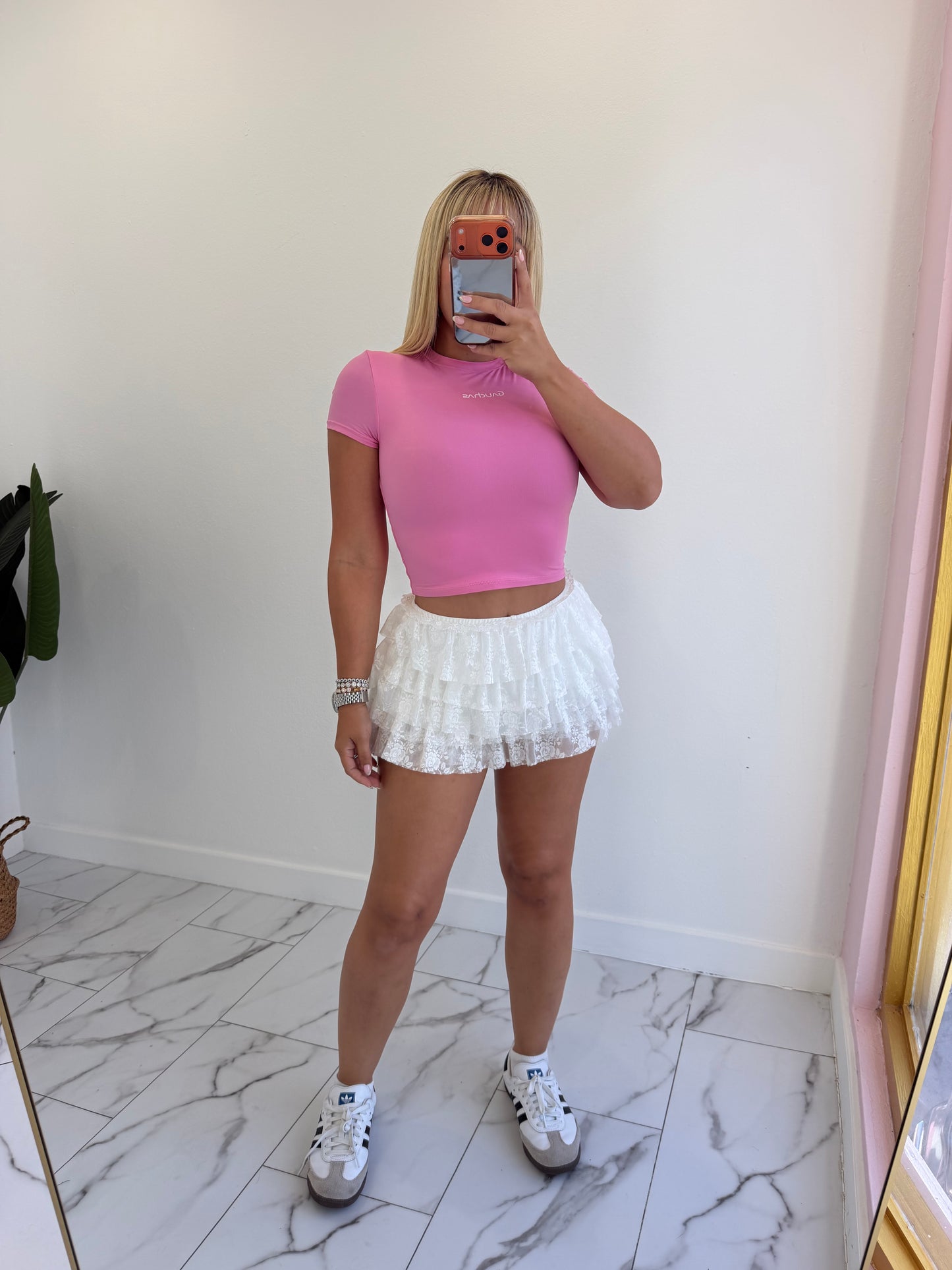 White coquette skort
