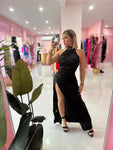 Satin Turtle neck Long dress