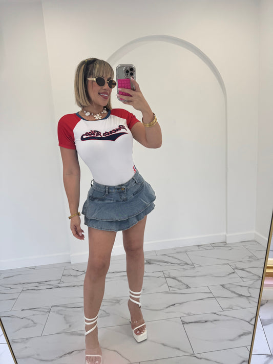 Mini skort denim