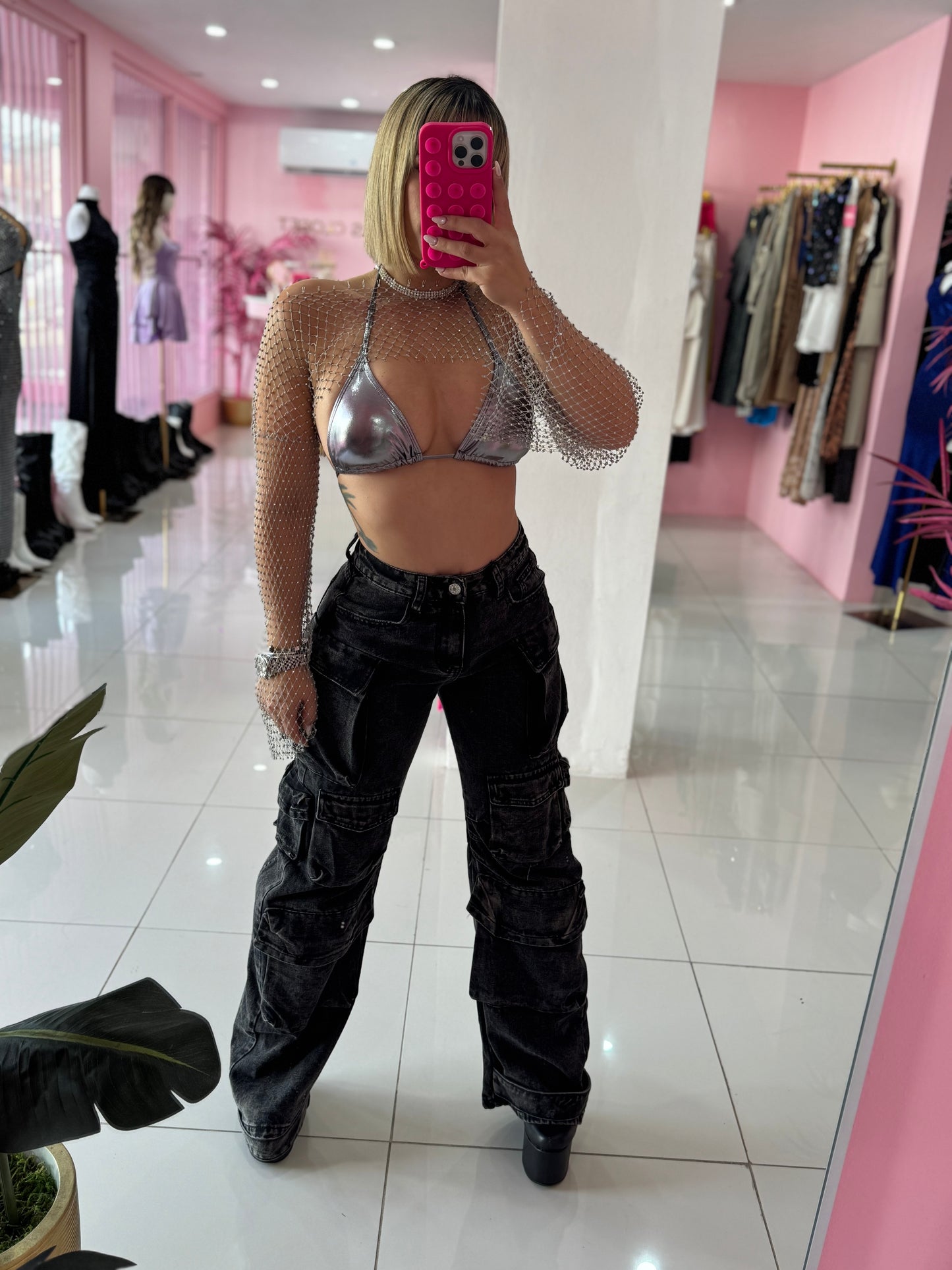 Leather Triangulito Top