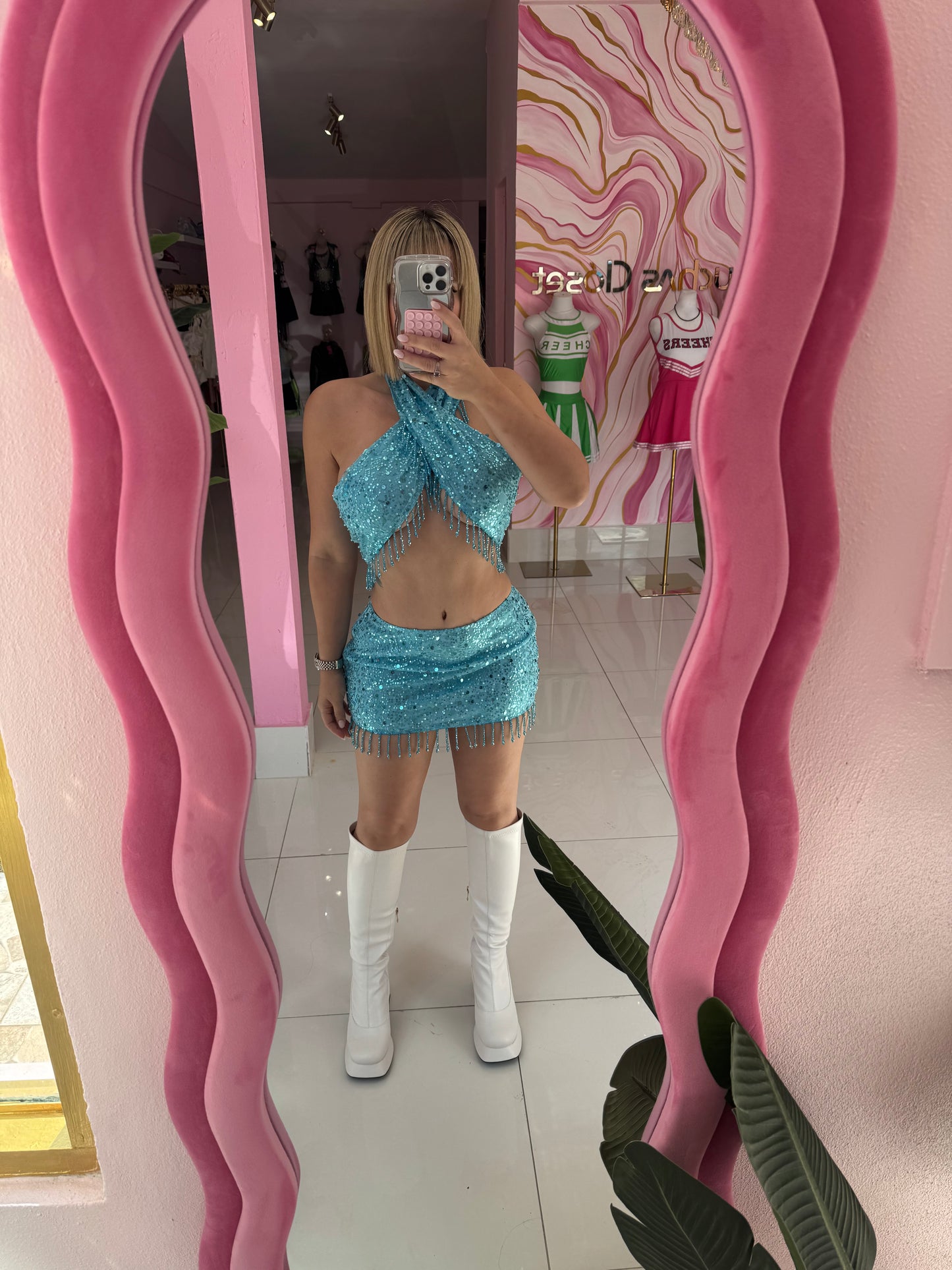 Turquesa sequins cross set