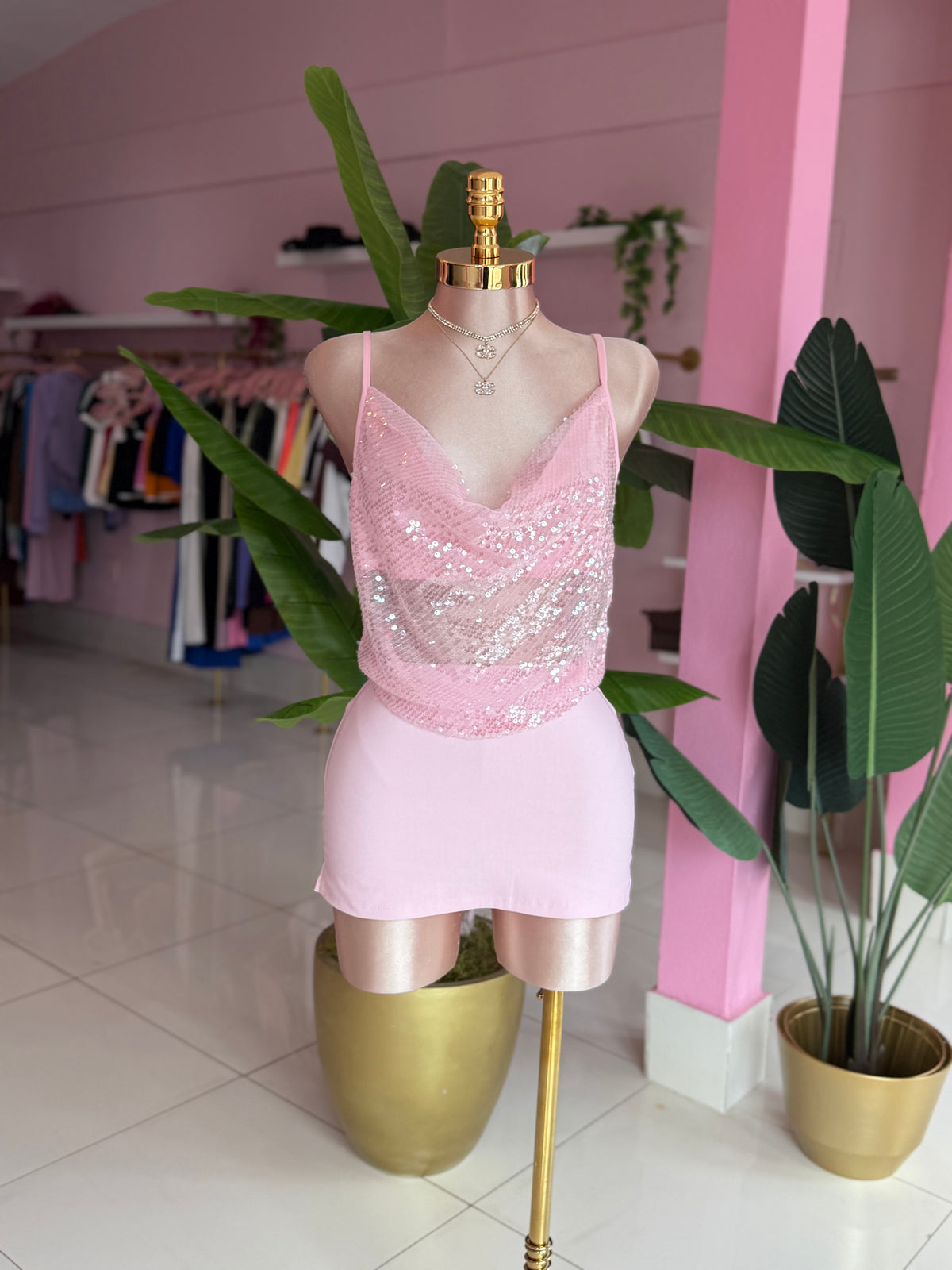 Pinky sequins top