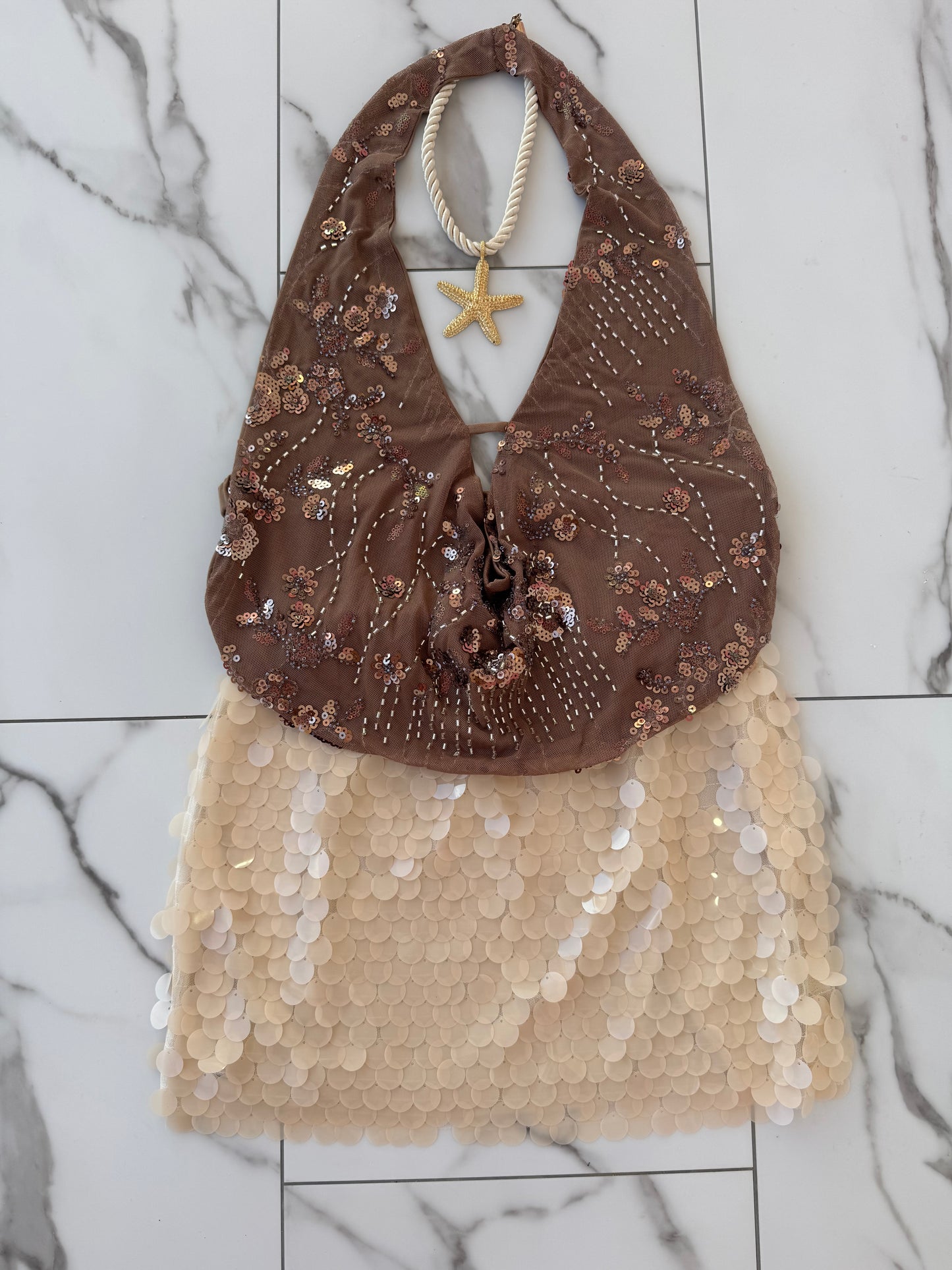 Nude sequins skirt