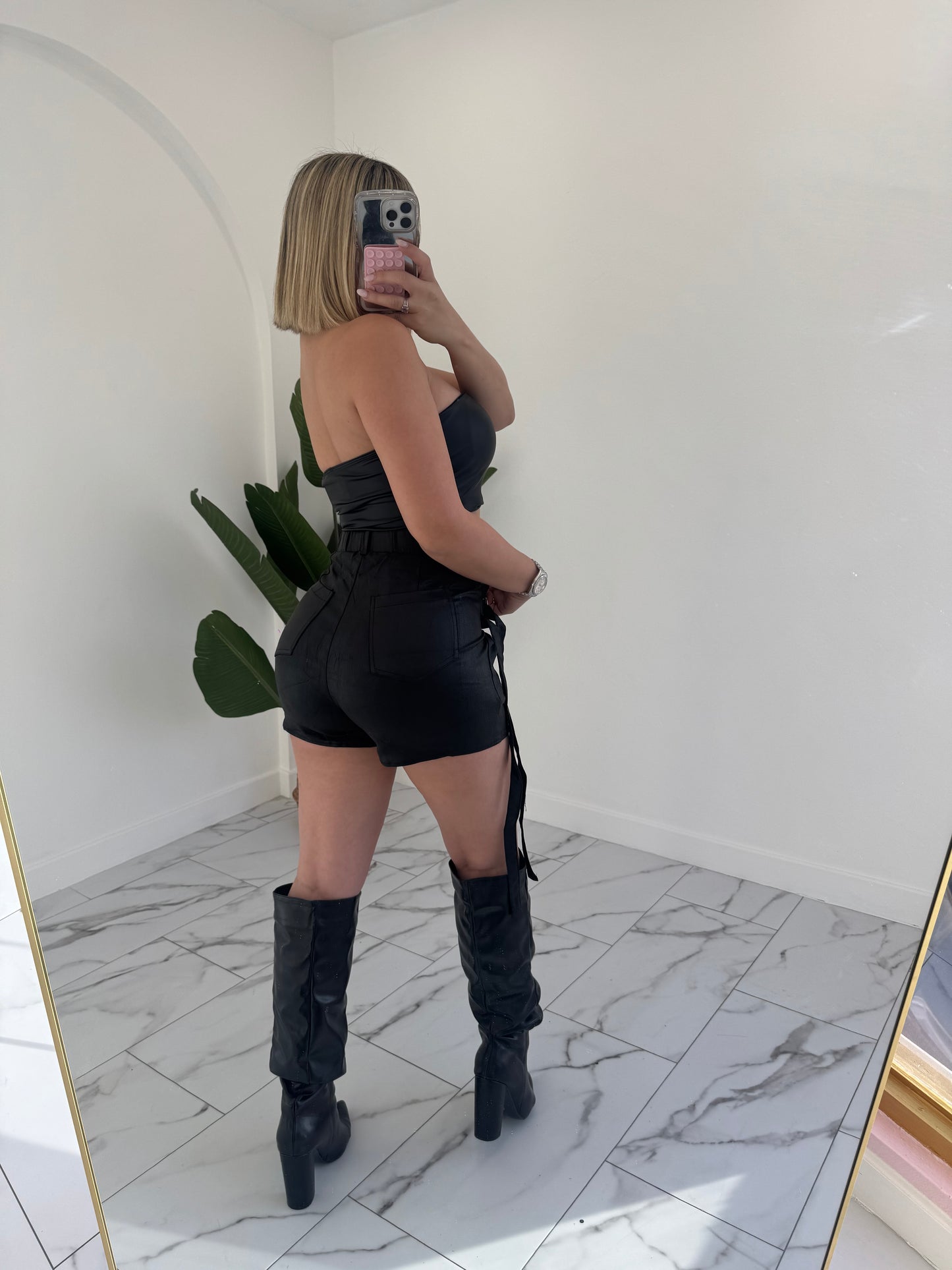 Strapless Leather top