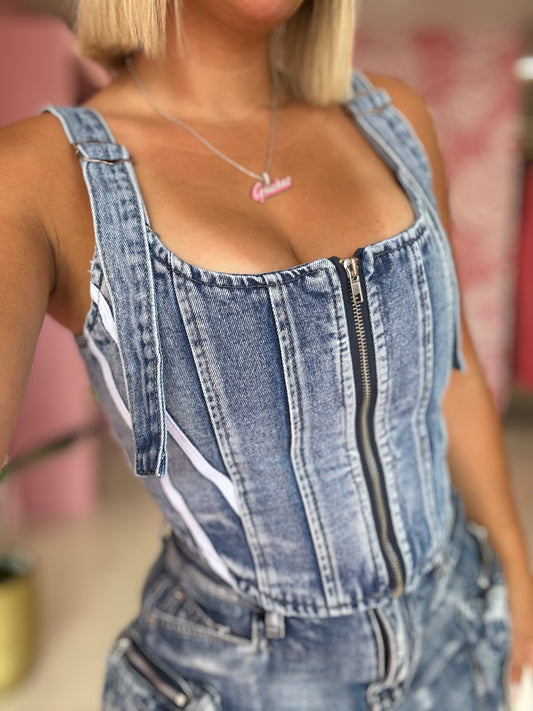Corset cargo denim ONLY MEDIUM