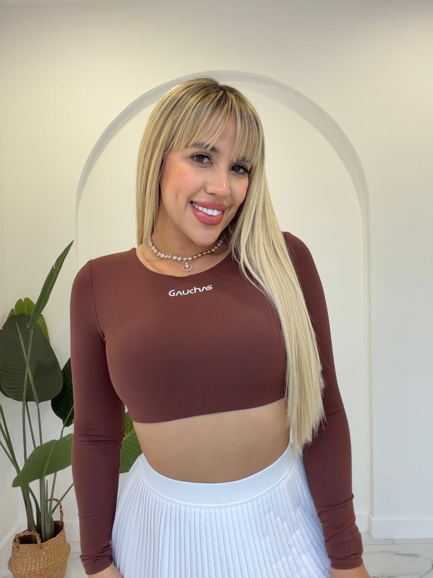 Manga larga crop sport top
