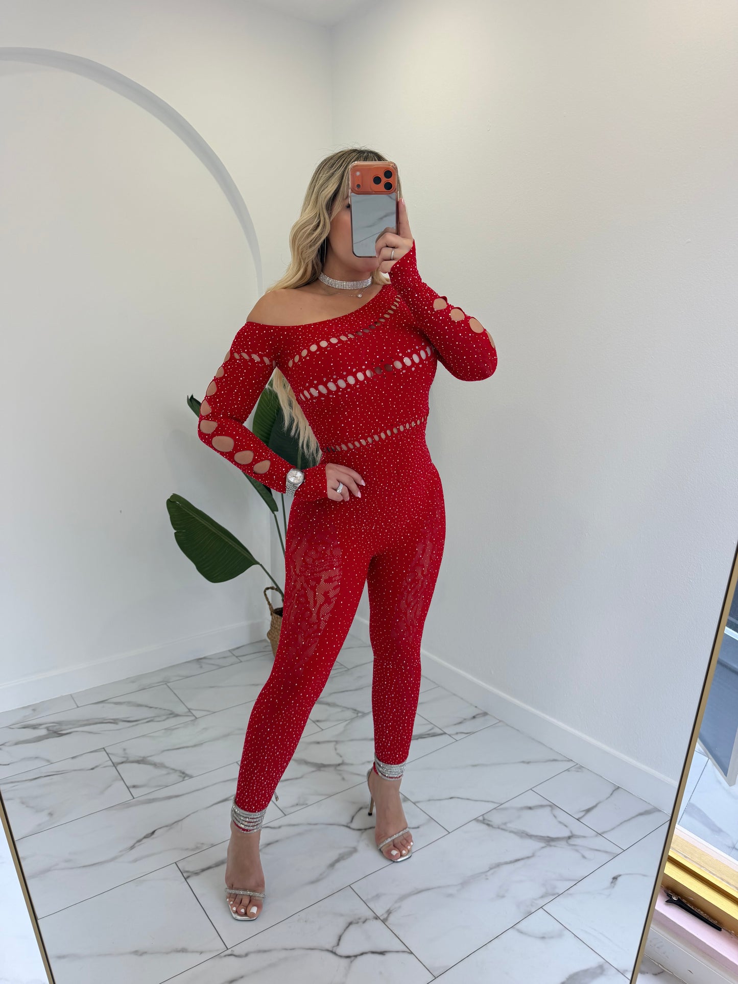 OS Rhinestone Jumpsuit