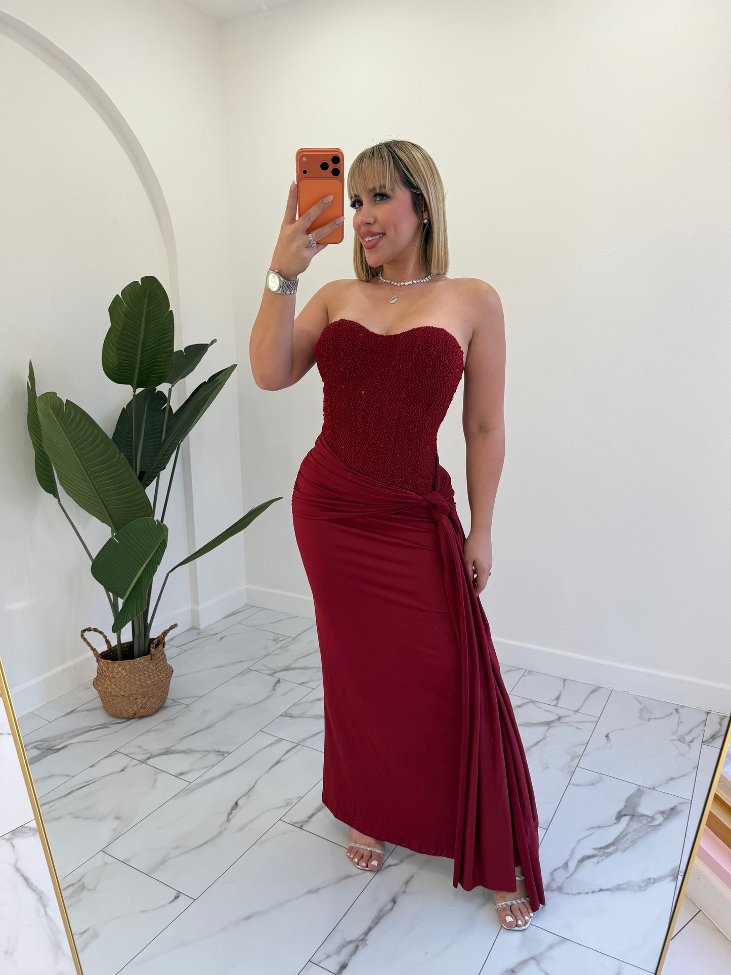 Wine maxi dress