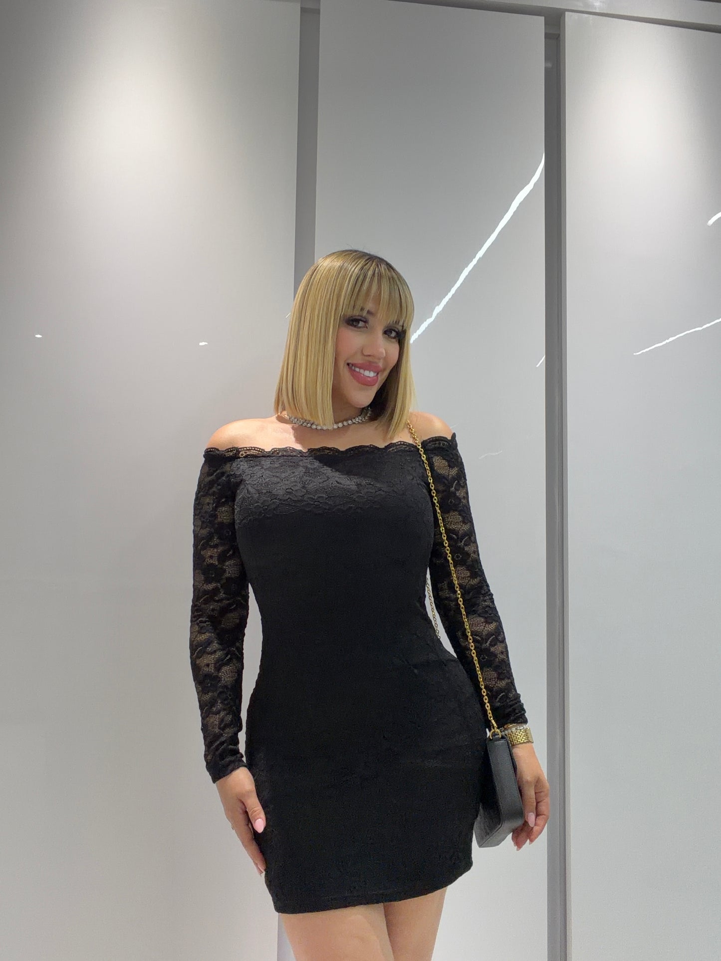 Manga larga encaje dress