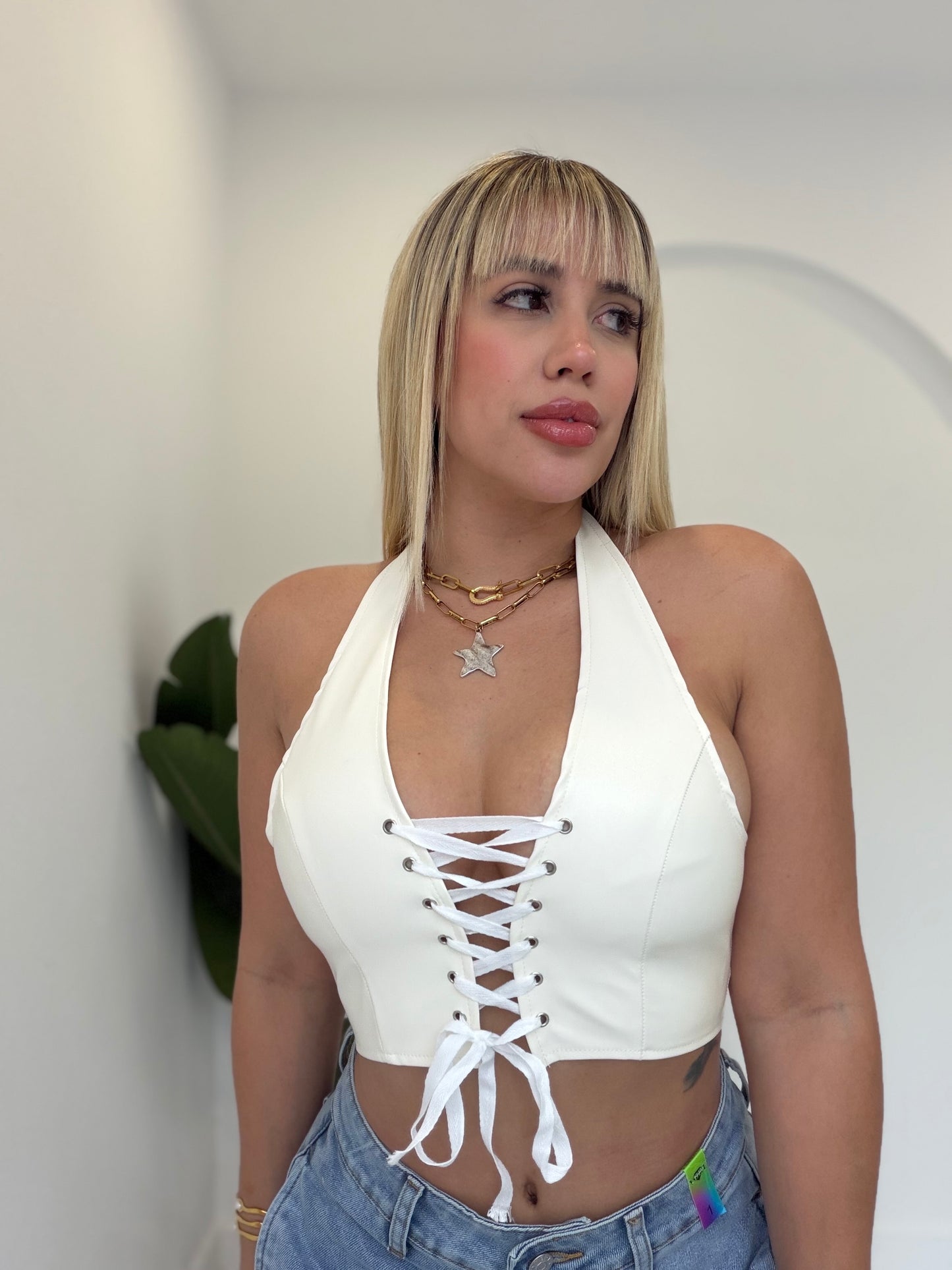 Halter cordones top