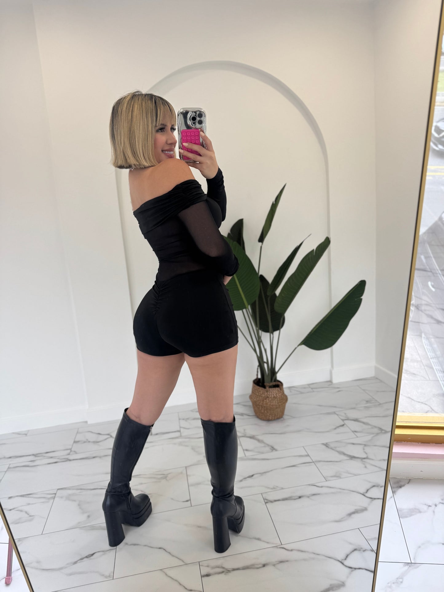 Off shoulder black romper