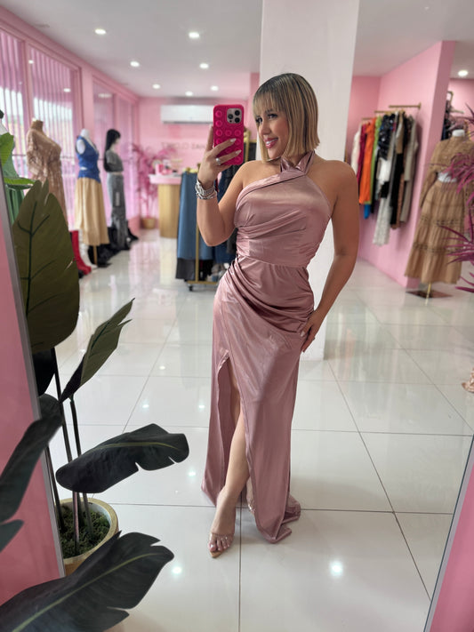 Satin Rose Long Dress