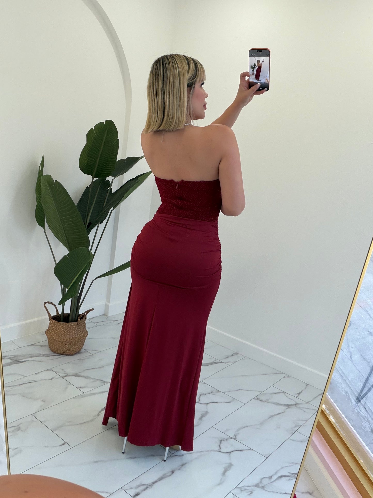 Wine maxi dress
