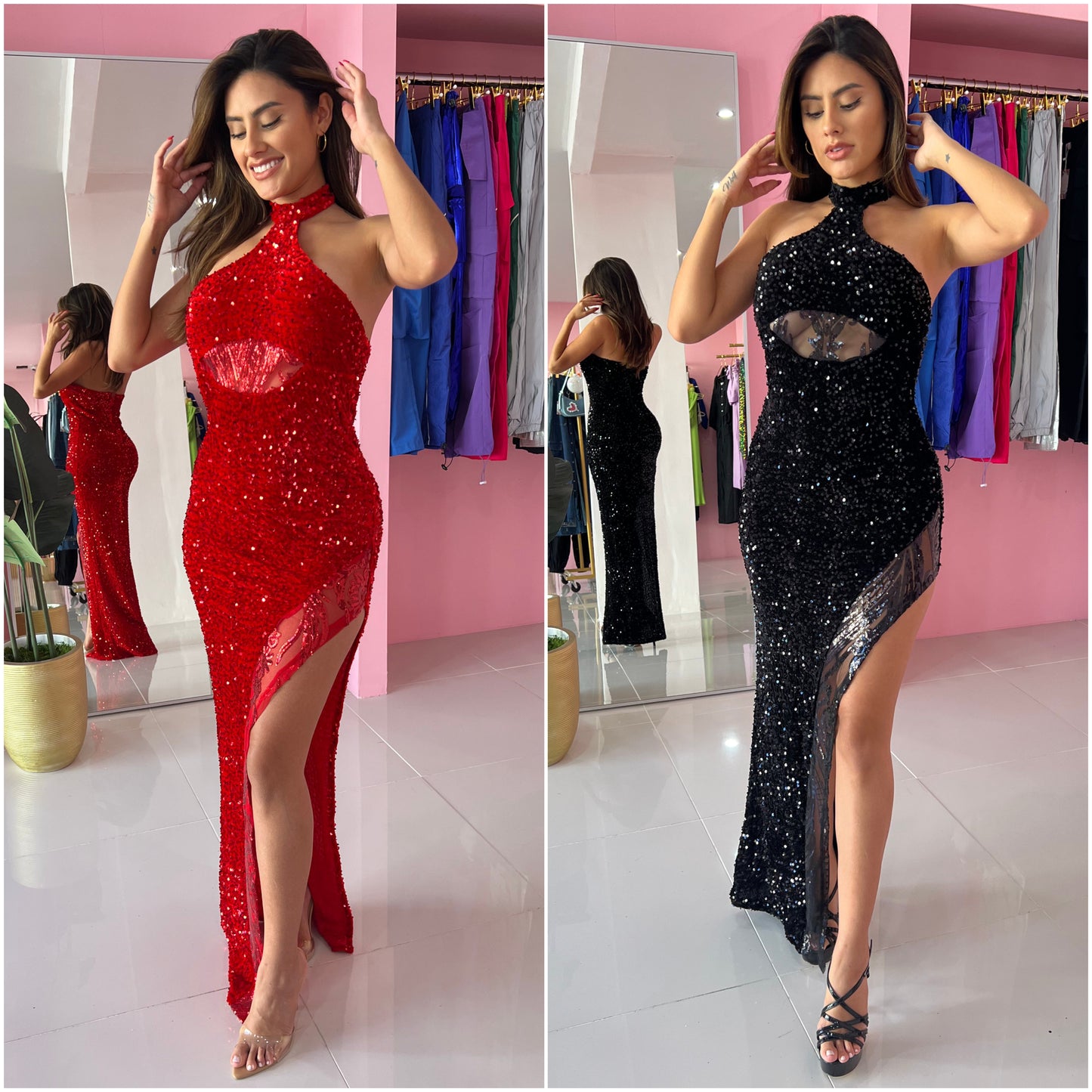 Sexy Lentejuelas Maxi Dress