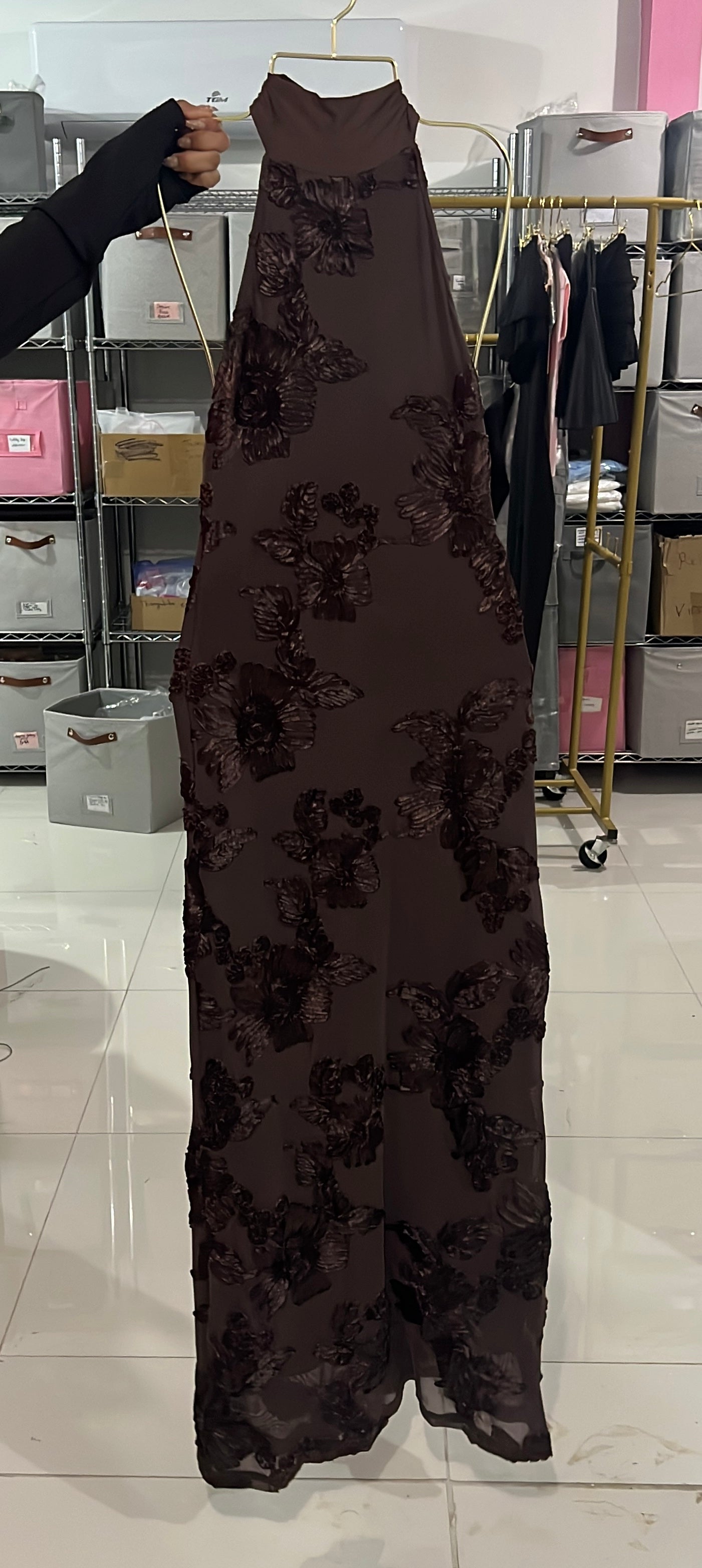 Long Halter Flower Dress