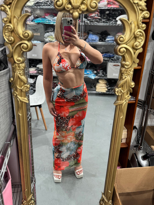 Flower bikini animal Print set