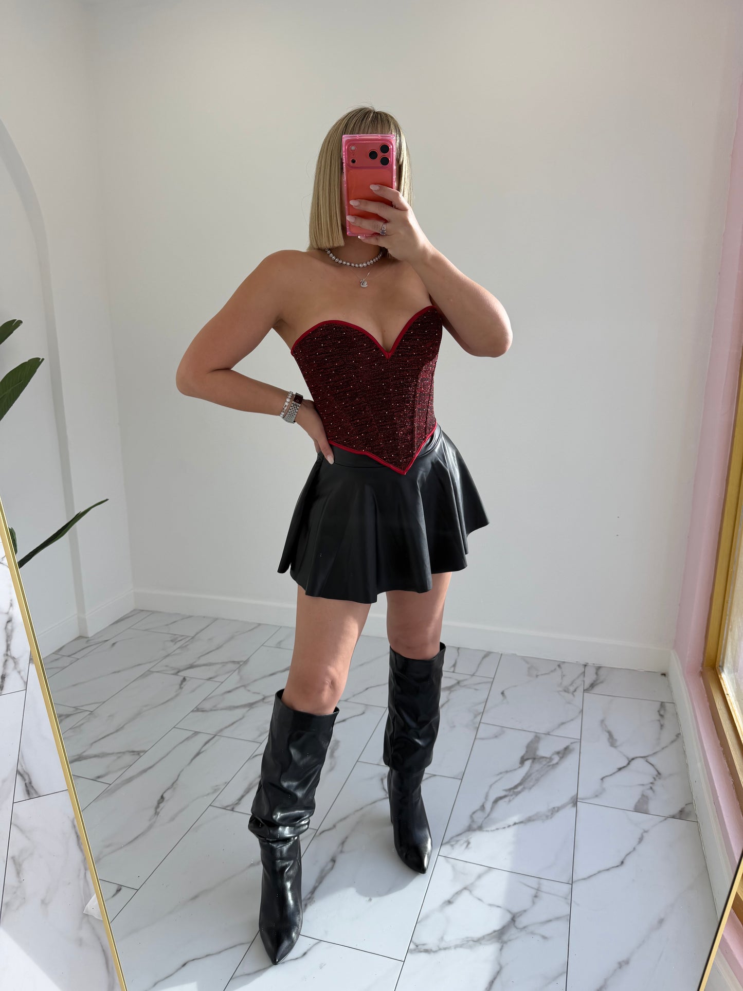 Corset Red Rhinestone