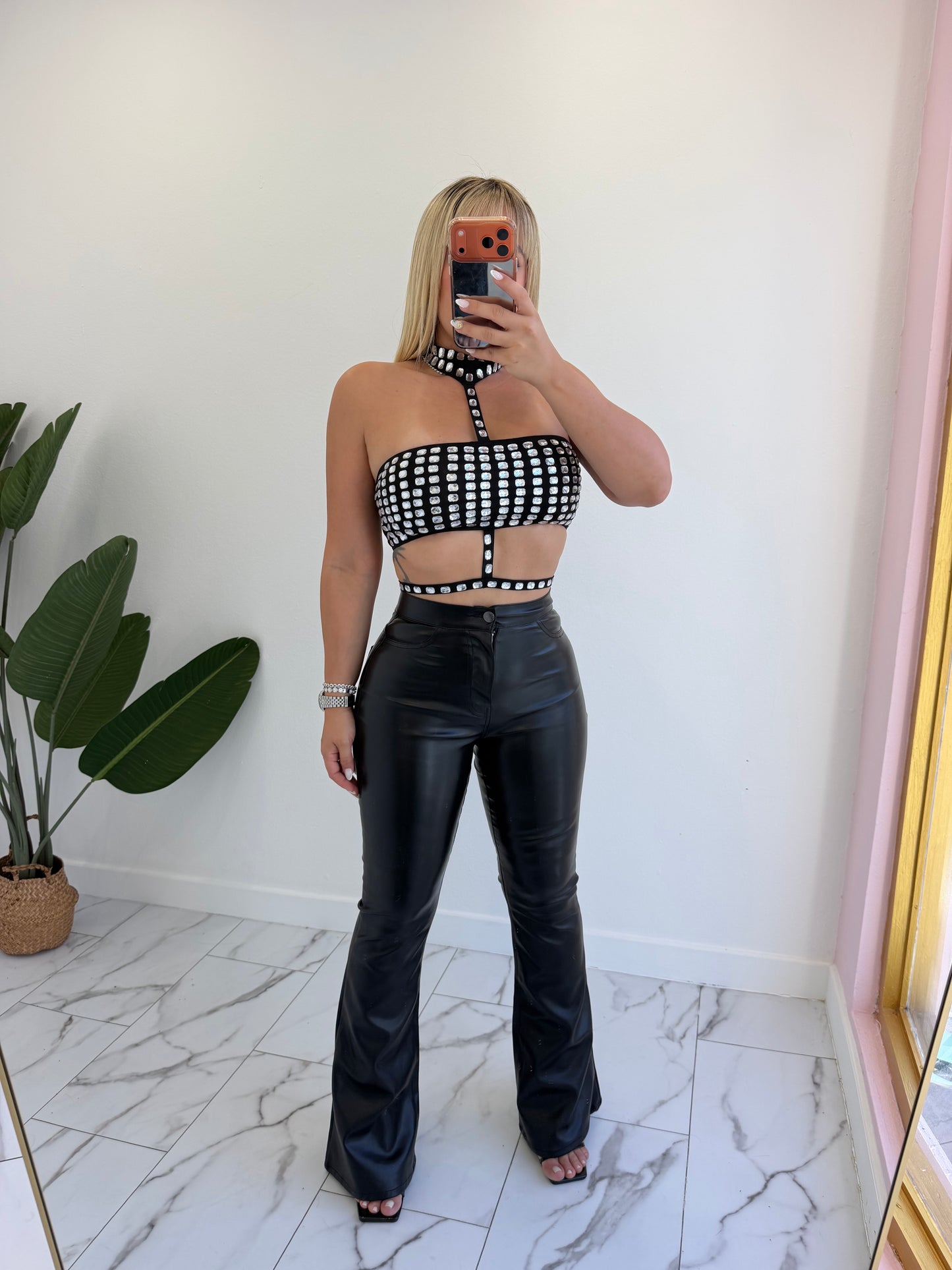 Bad Btch Rhinestone Top