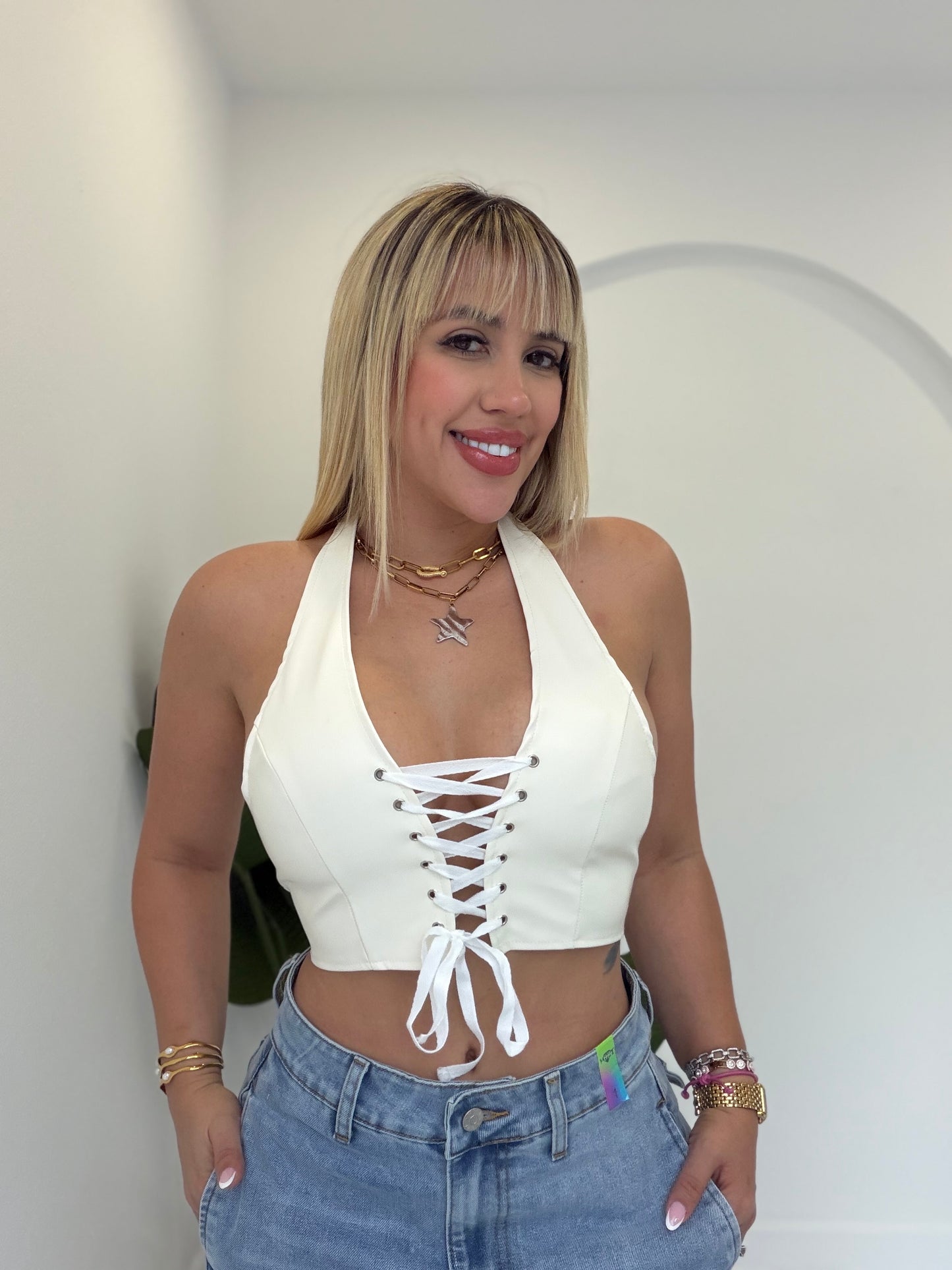 Halter cordones top